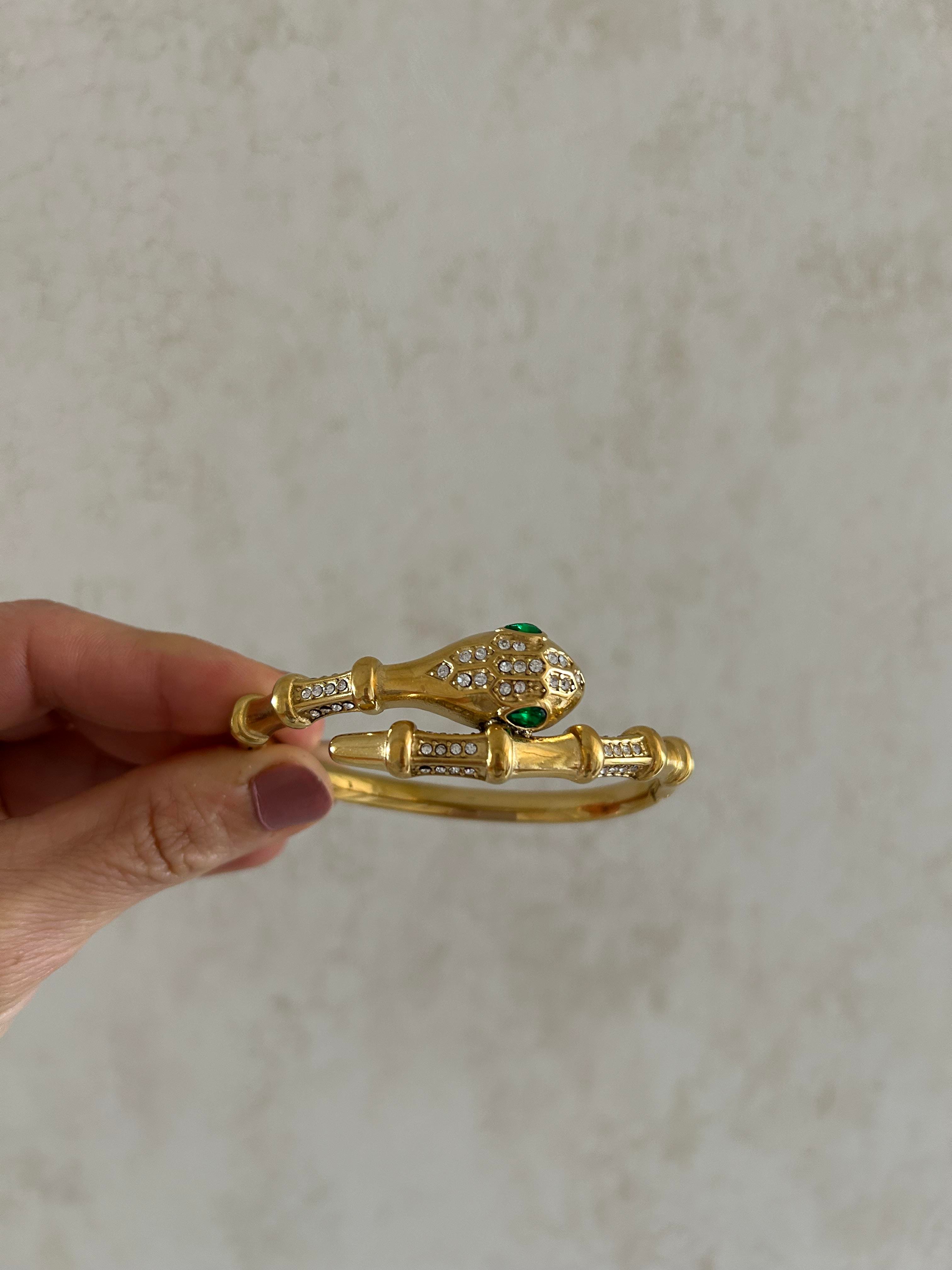 Yılan model taşlı kelepçe 