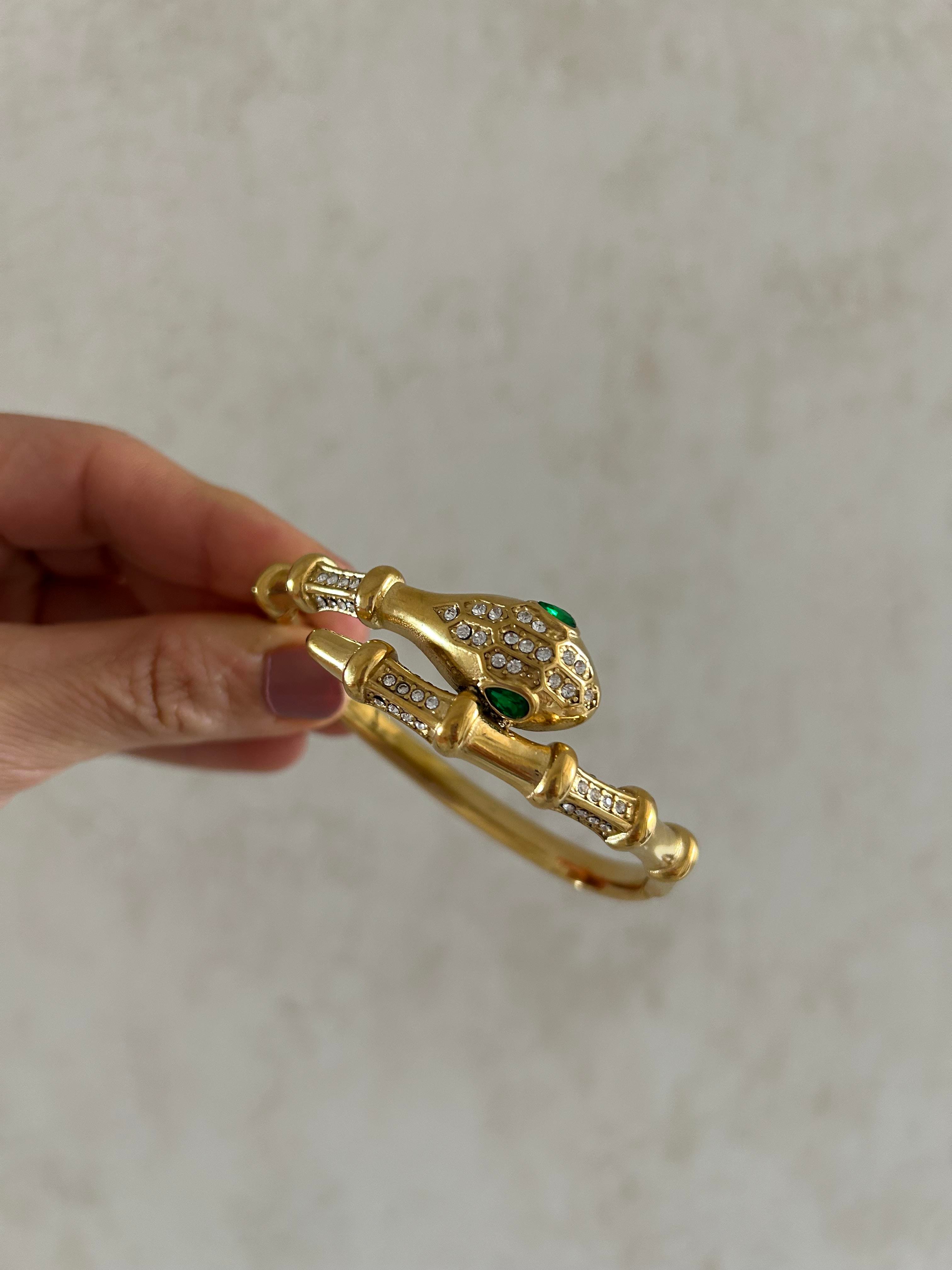 Yılan model taşlı kelepçe 