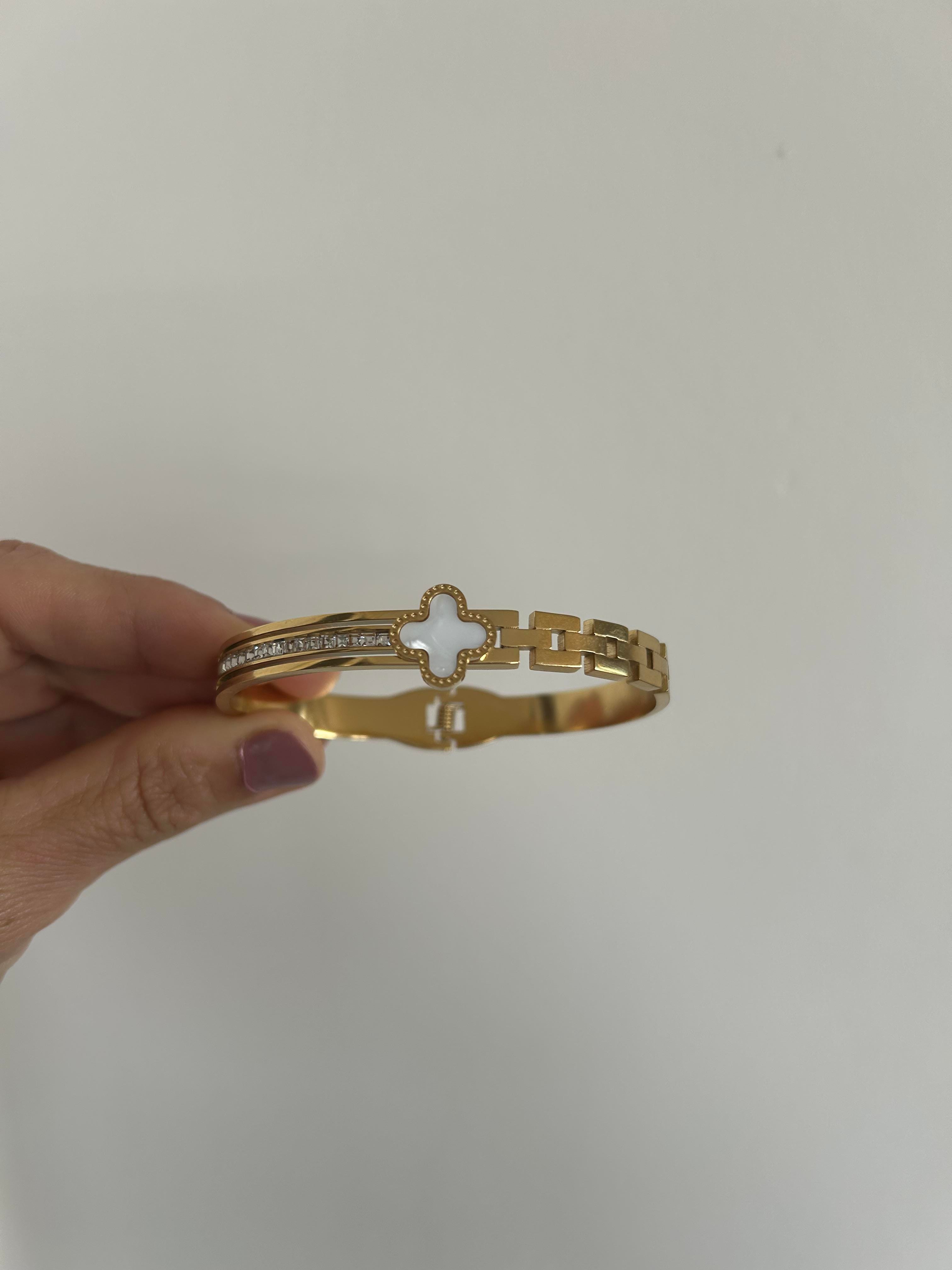 Yonca beyaz Van cleef model kelepçe 