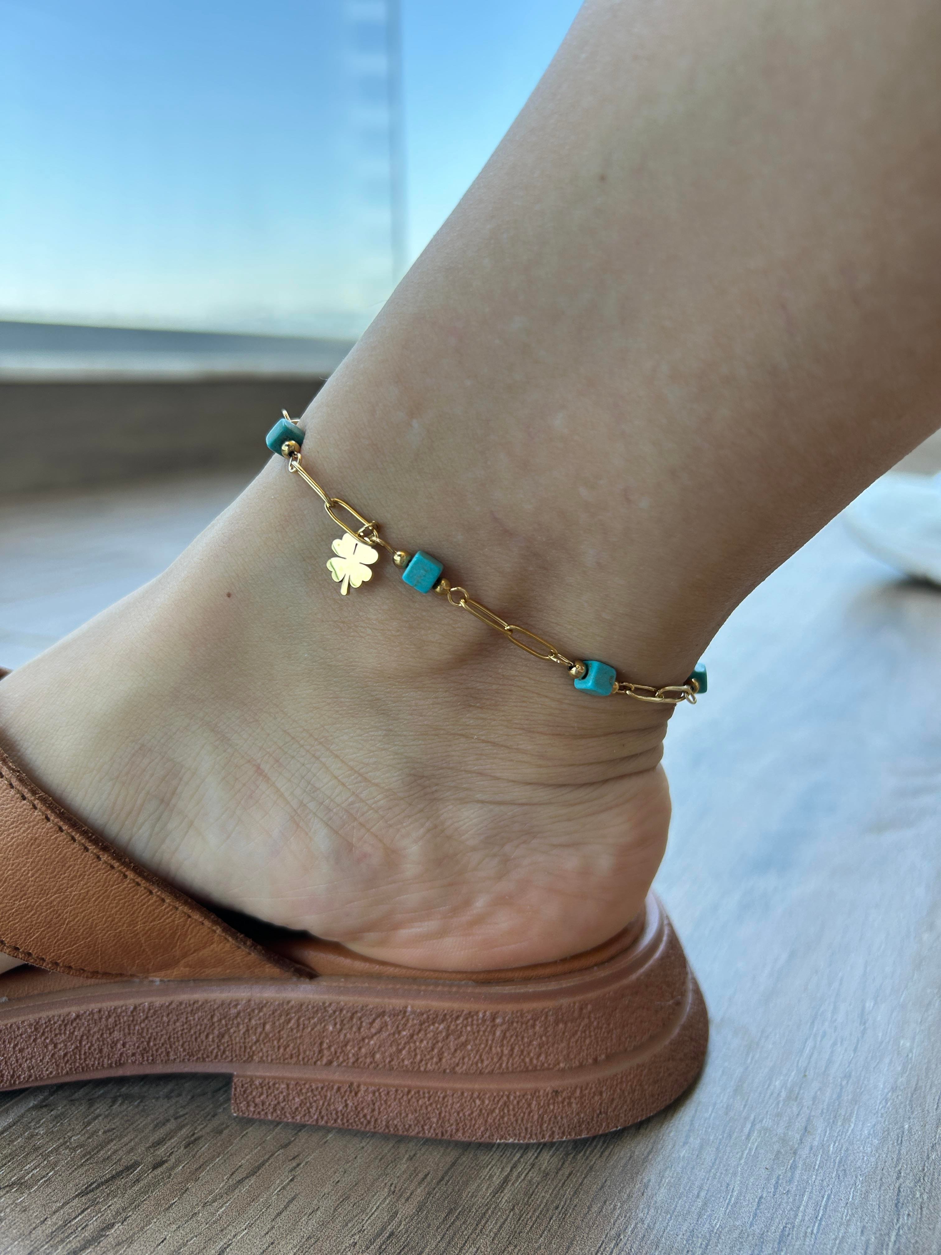 Yoncayı mavi taşlı halhal 