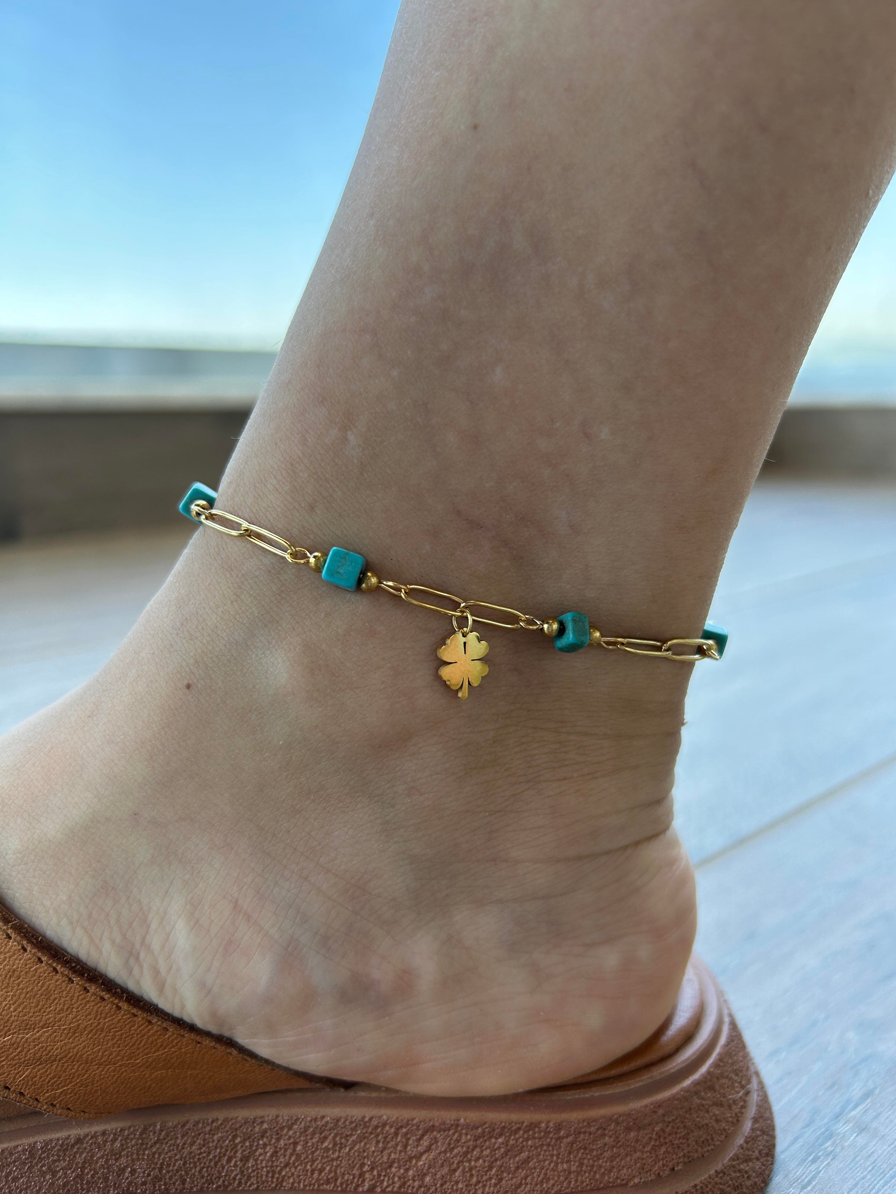 Yoncayı mavi taşlı halhal 