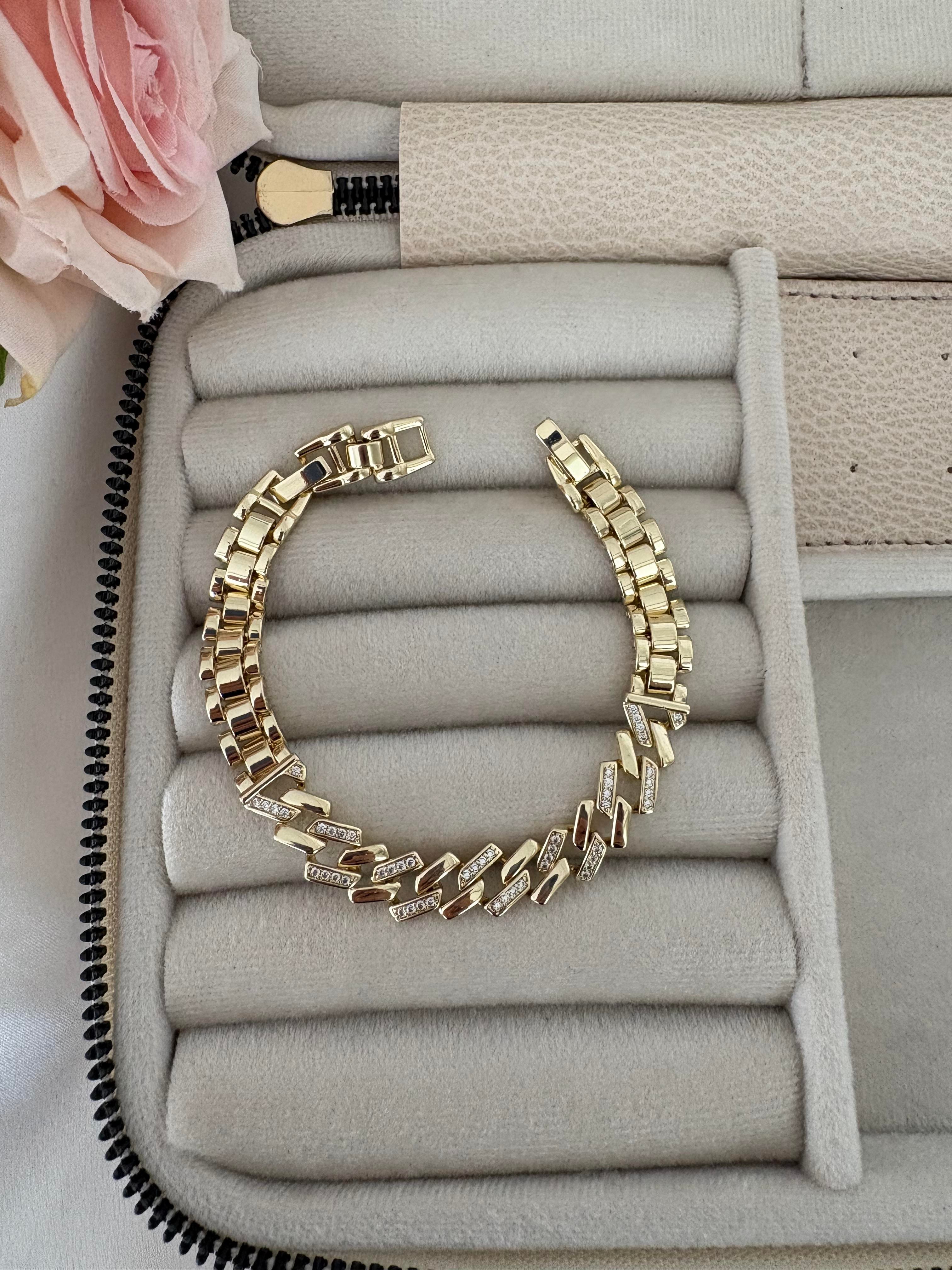 Zincir taşlı rolex model künye 