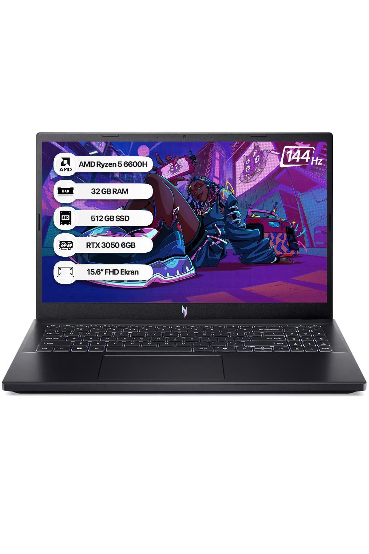 Acer Nitro V15 NH.QSHEY.005-32 Ryzen5-6600H 32GB 512GB SSD RTX3050-6GB 15.6