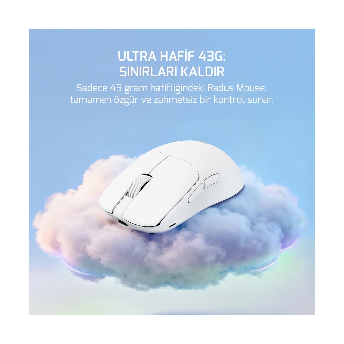 Radus 12.000DPI Triple Mode (Kablolu/bluetooth/2.4g) Gaming Mouse BEYAZ