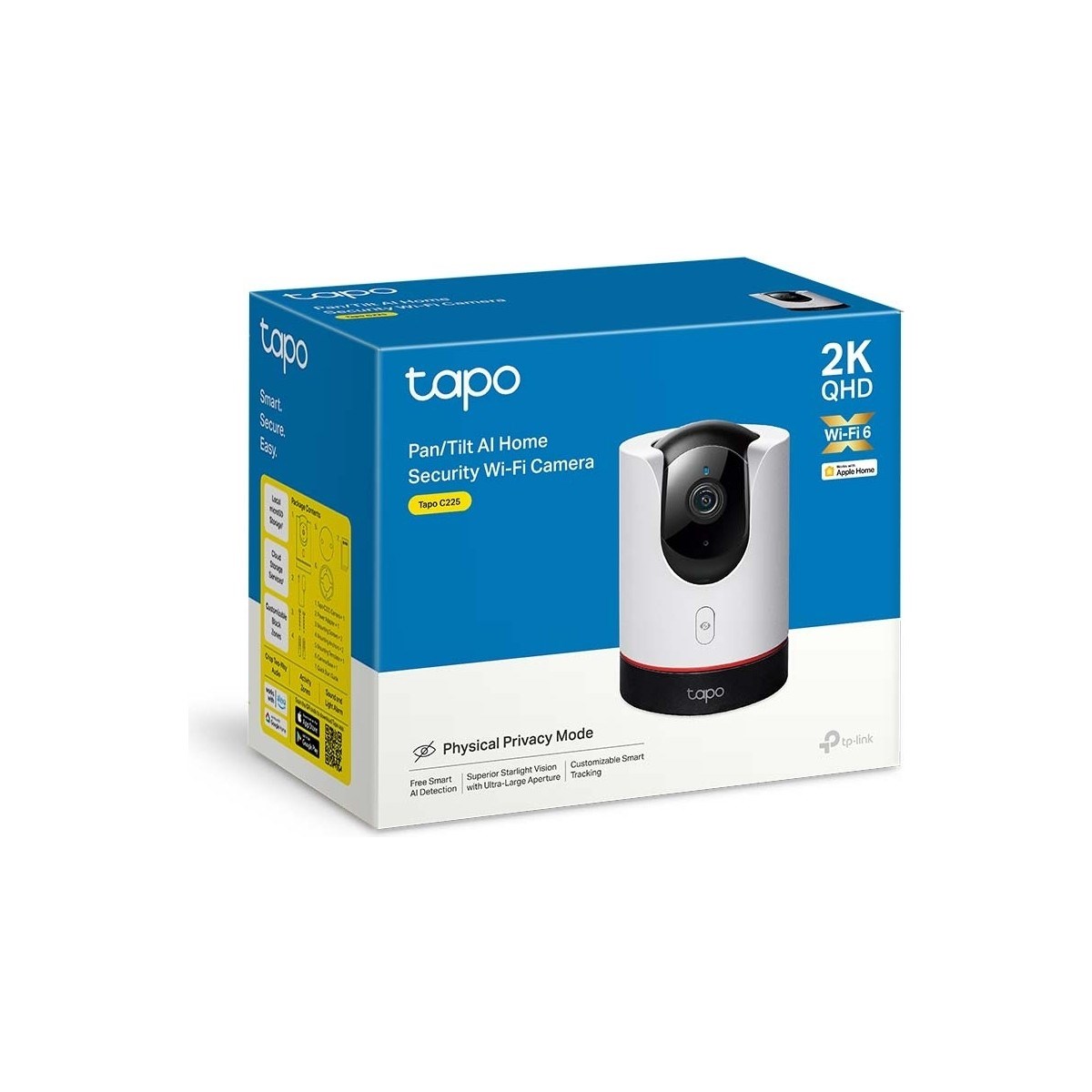 TP-LİNK Tapo C225 | Wi-Fi Güvenlik Kamerası | 2K 4MP QHD | AI Hareket Tespiti/Takibi | 360° Görüş | Renkli Gece Görüşü | Çift Yönlü Ses |Bulut/Yerel Depolama | Bebek Ağlaması/İnsan/Hayvan/Araç Tespiti