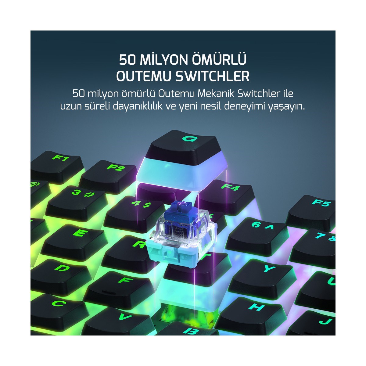 GAMEPOWER Suki Mekanik Kırmızı Switch Puding Keycaps Türkçe Q 104 Tuş USB Gaming Klavye