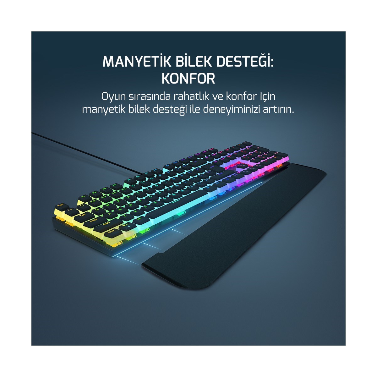 GAMEPOWER Suki Mekanik Kırmızı Switch Puding Keycaps Türkçe Q 104 Tuş USB Gaming Klavye