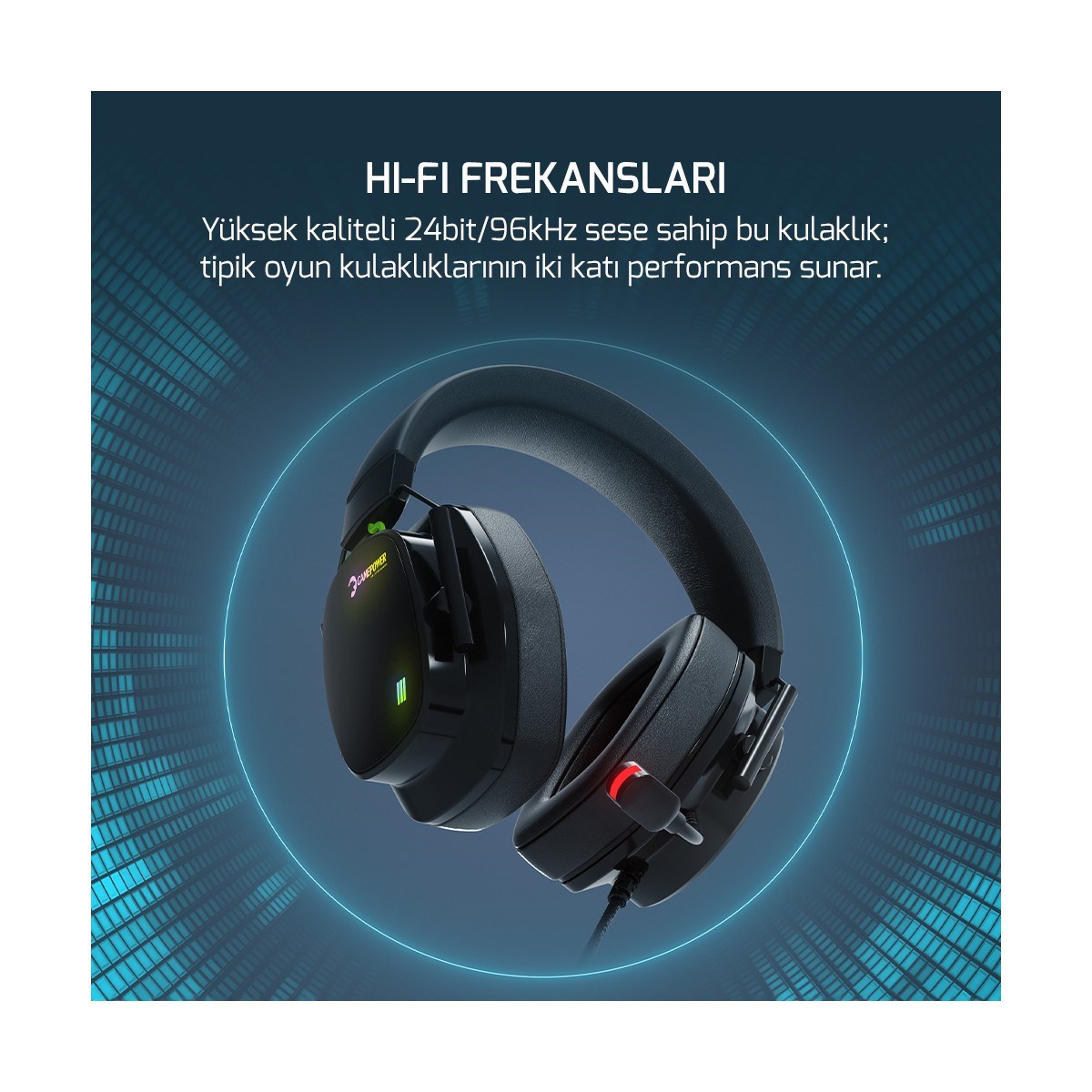 GAMEPOWER Kai Titanium Siyah 7.1 Surround Hi-Fi Manyetik Pad Rgb Gaming Kulaklık (2x Cooling Pad Hediyeli)