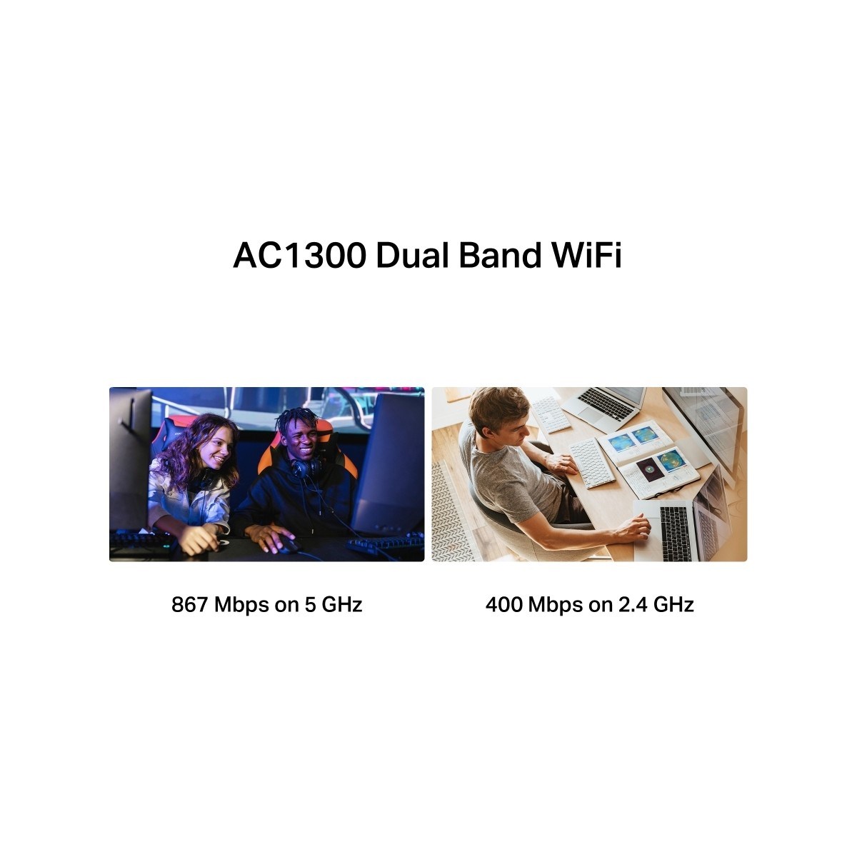 MERCUSYS MA30H | AC1300 Mbps Dual‑Band Wi‑Fi 5 USB 3.0 Adaptör | Yüksek Çekim Gücü | Tak‑Çalıştır | Windows 10/11