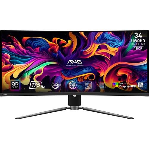 MSI 34.18 MAG 341CQP QD-OLED 3440x1440 (UWQHD) 21:9 CURVE 1800R QD-OLED 175HZ 0.03MS ADAPTIVE-SYNC GAMING MONITOR