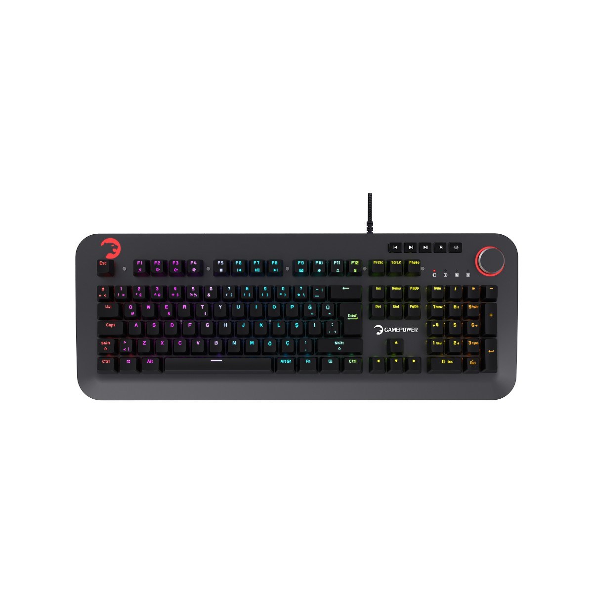 GAMEPOWER Starscream 60M Rgb Kırmızı Switch 60 Milyon Türkçe Q USB Suya Dayanıklı Optik Mekanik Gaming Klavye (3x Switch Hediyeli) 3 Yıl Garantili