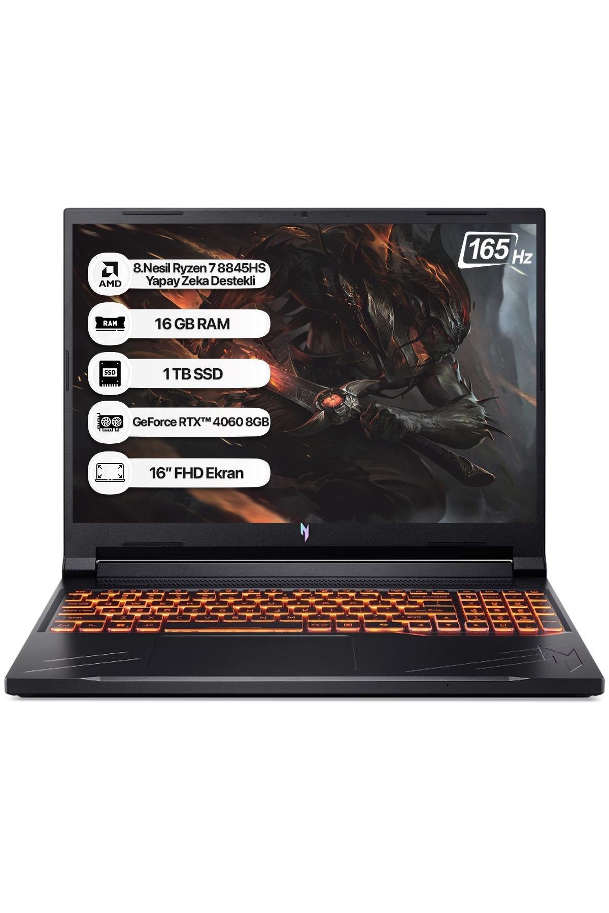 Acer Nitro V16 ANV16-41 AMD R7 8845HS 16GB 1TB SSD RTX4060-8GB Dos 16