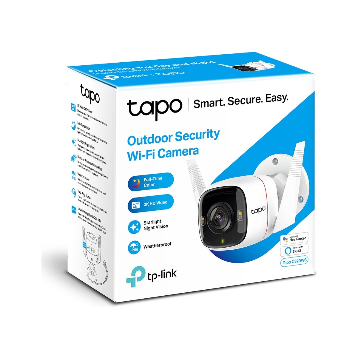 TP-LİNK Tapo C320WS | Dış Mekan Wi-Fi Güvenlik Kamerası | 2K 4MP QHD | Hareket Algılama | IP66 Su Geçirmez | 30m Starlight Gece Görüşü | Çift Yönlü Ses | Sesli ve Işıklı Alarm | Bulut/Yerel Depolama