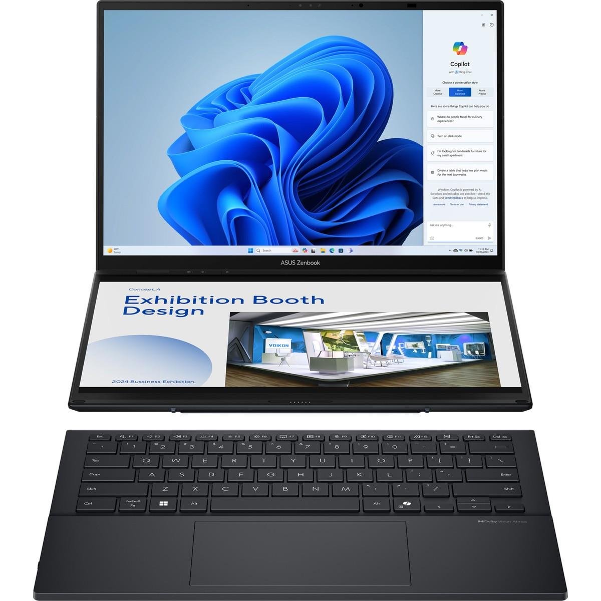 Zenbook Duo UX8406 UX8406CA-PZ210W Intel Ultra 9 285H 32GB Ram 2tb SSD 14 Inç OLED 120Hz Dokunmatik Windows 11 Taşınabilir Bilgisayar