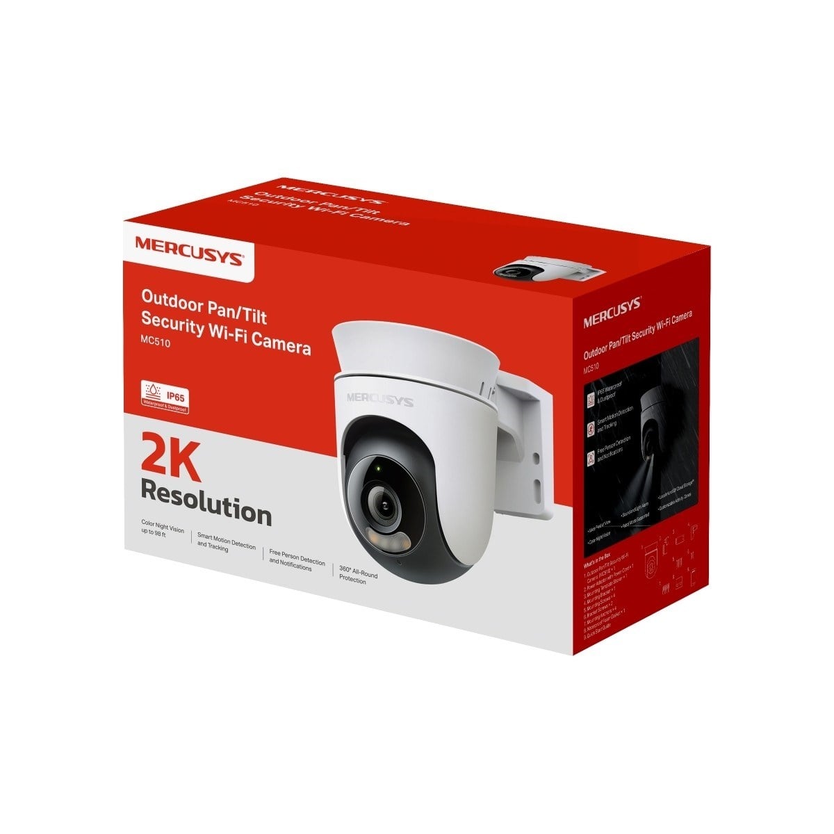 MERCUSYS MC510 | 2k Qhd Dış Mekan Güvenlik Kamerası | 360° Görüş | Renkli Gece Görüşü | Akıllı Takip | İp65 Microsd & Bulut Depolama