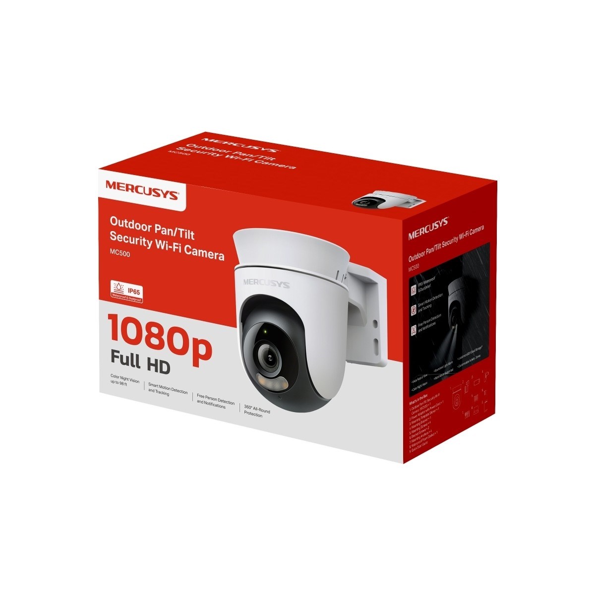 MERCUSYS MC500 | 1080P Dış Mekan Güvenlik Kamerası | 360° Görüş | Renkli Gece Görüşü | Akıllı Takip | İp65 Microsd & Bulut Depolama