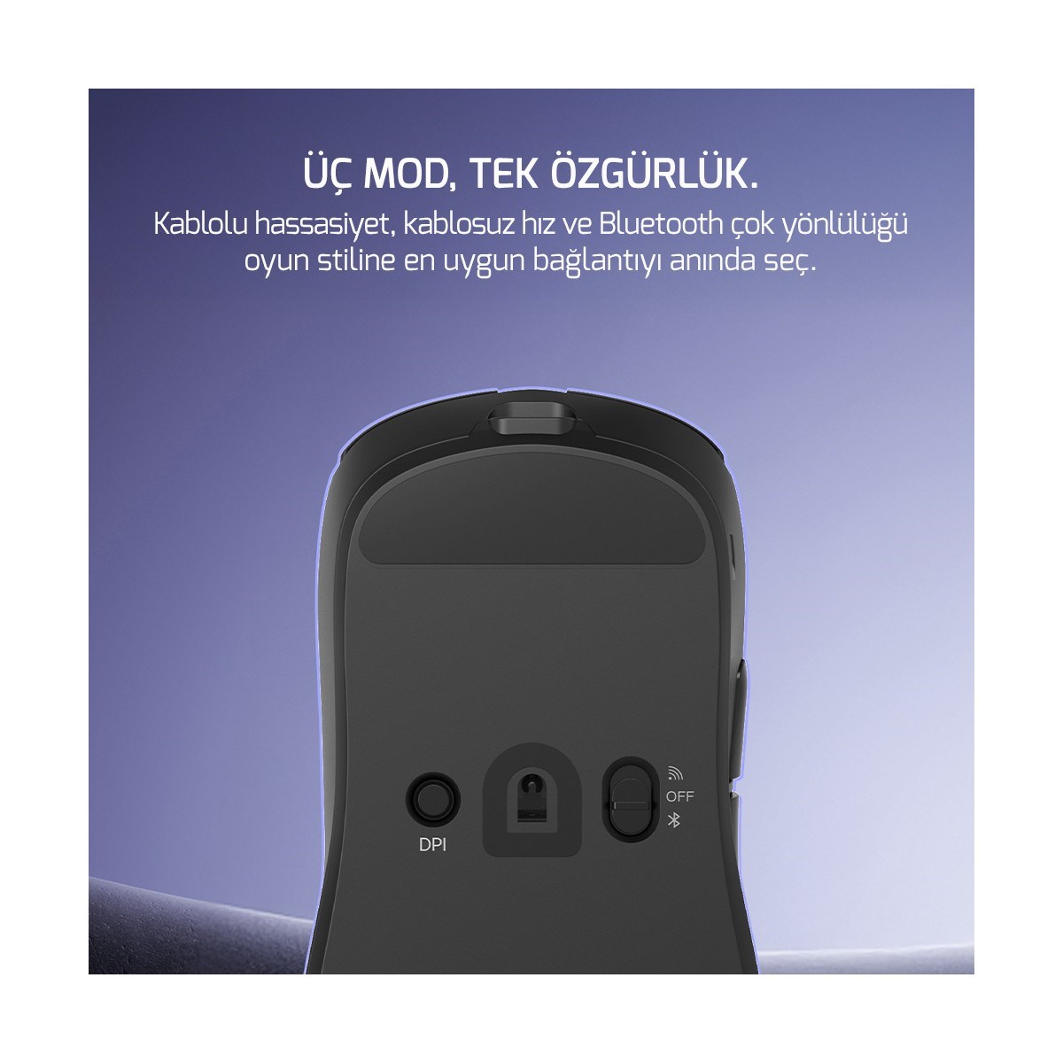 Radus 12.000DPI Triple Mode (Kablolu/bluetooth/2.4g) Gaming Mouse SİYAH