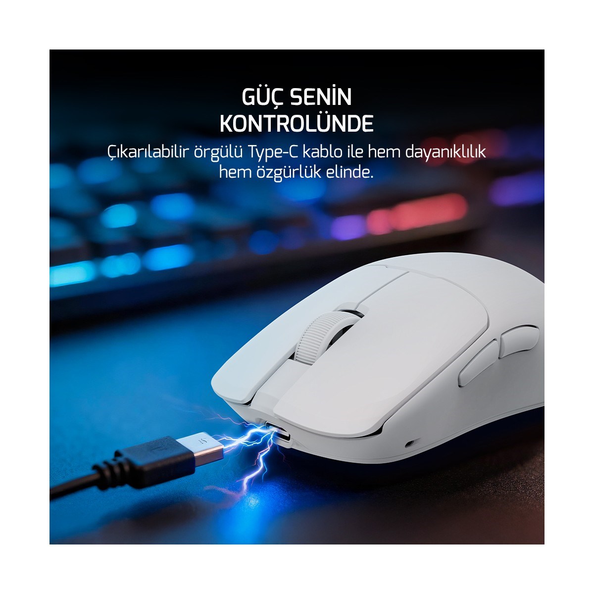 Radus 12.000DPI Triple Mode (Kablolu/bluetooth/2.4g) Gaming Mouse BEYAZ