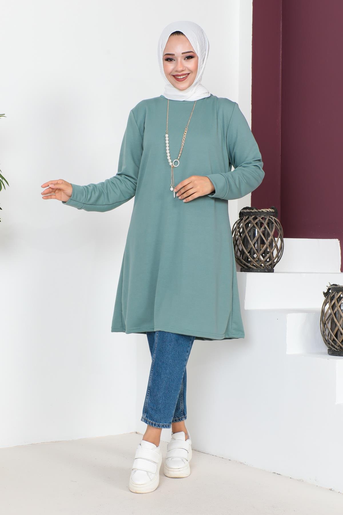 Kolyeli Tesettür Tunik Modelleri - Affan Moda