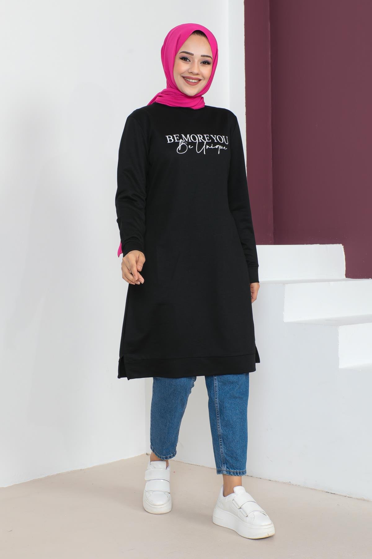 Affan Moda | Baskılı Tesettür Tunik - Şık ve Modern Tesettür Giyim