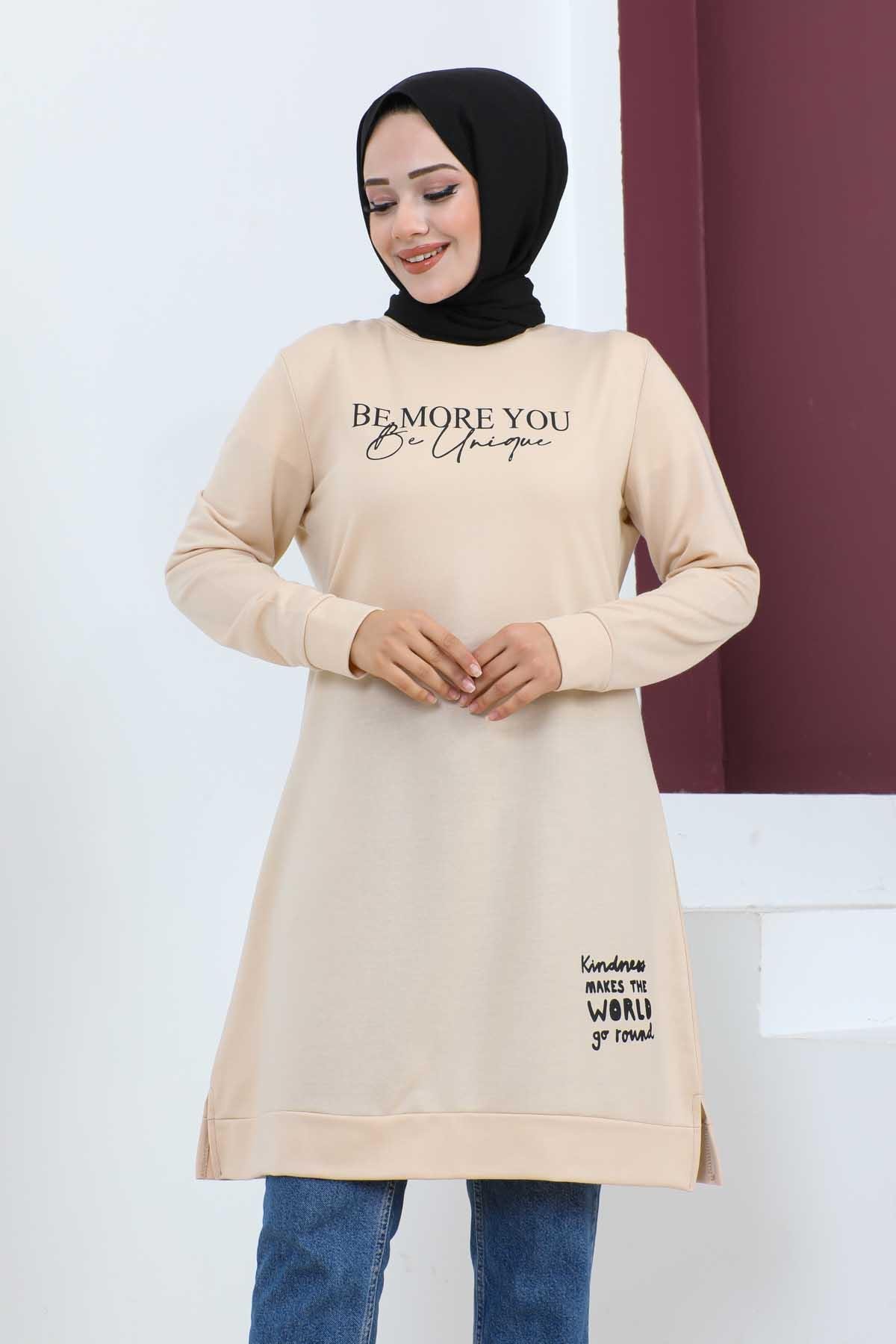 Baskılı Tesettür Tunik-Taş