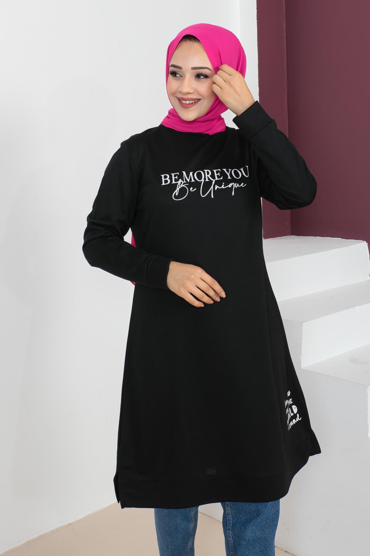 Affan Moda | Baskılı Tesettür Tunik - Şık ve Modern Tesettür Giyim