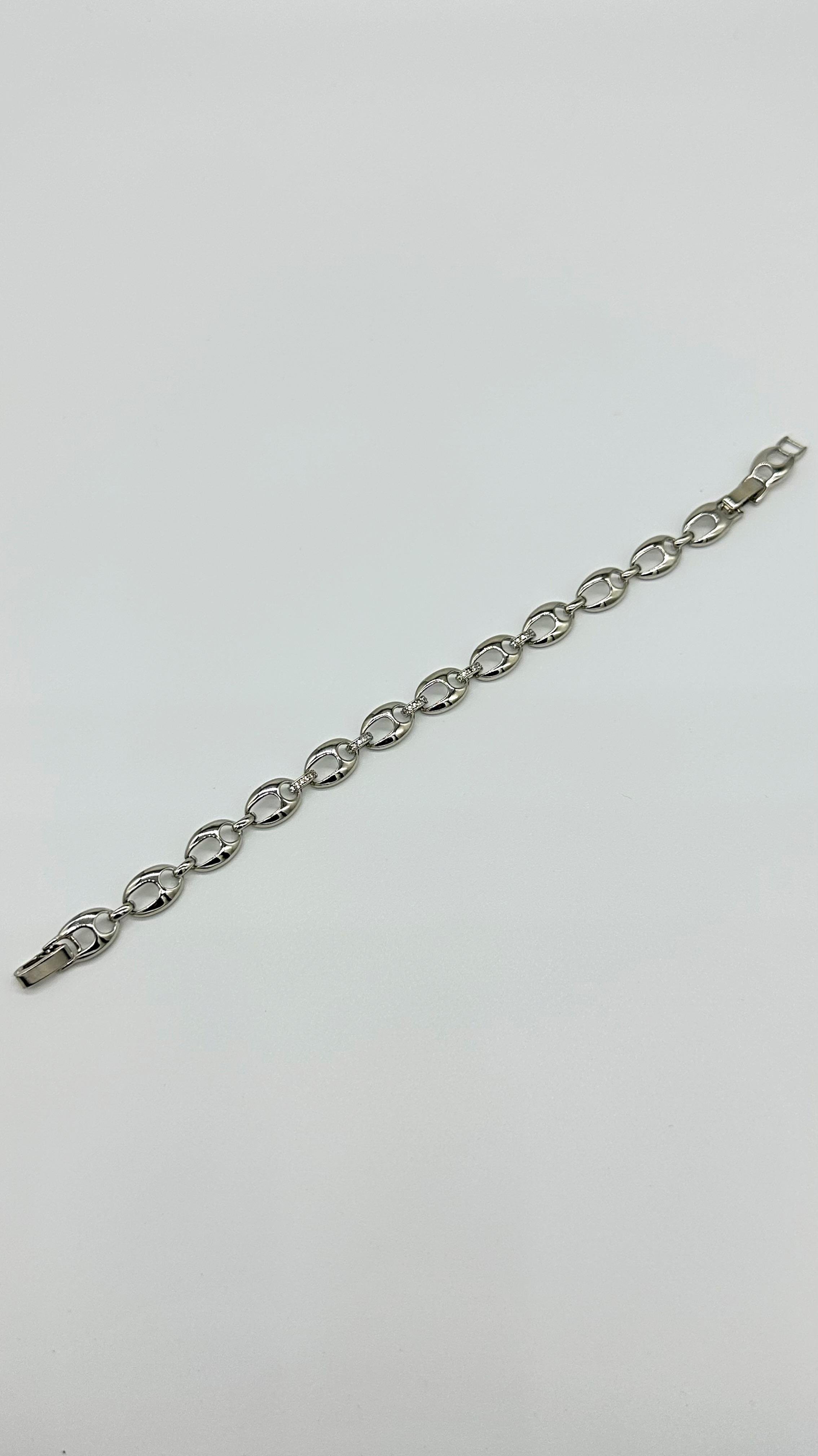 düğme plaka bileklik silver