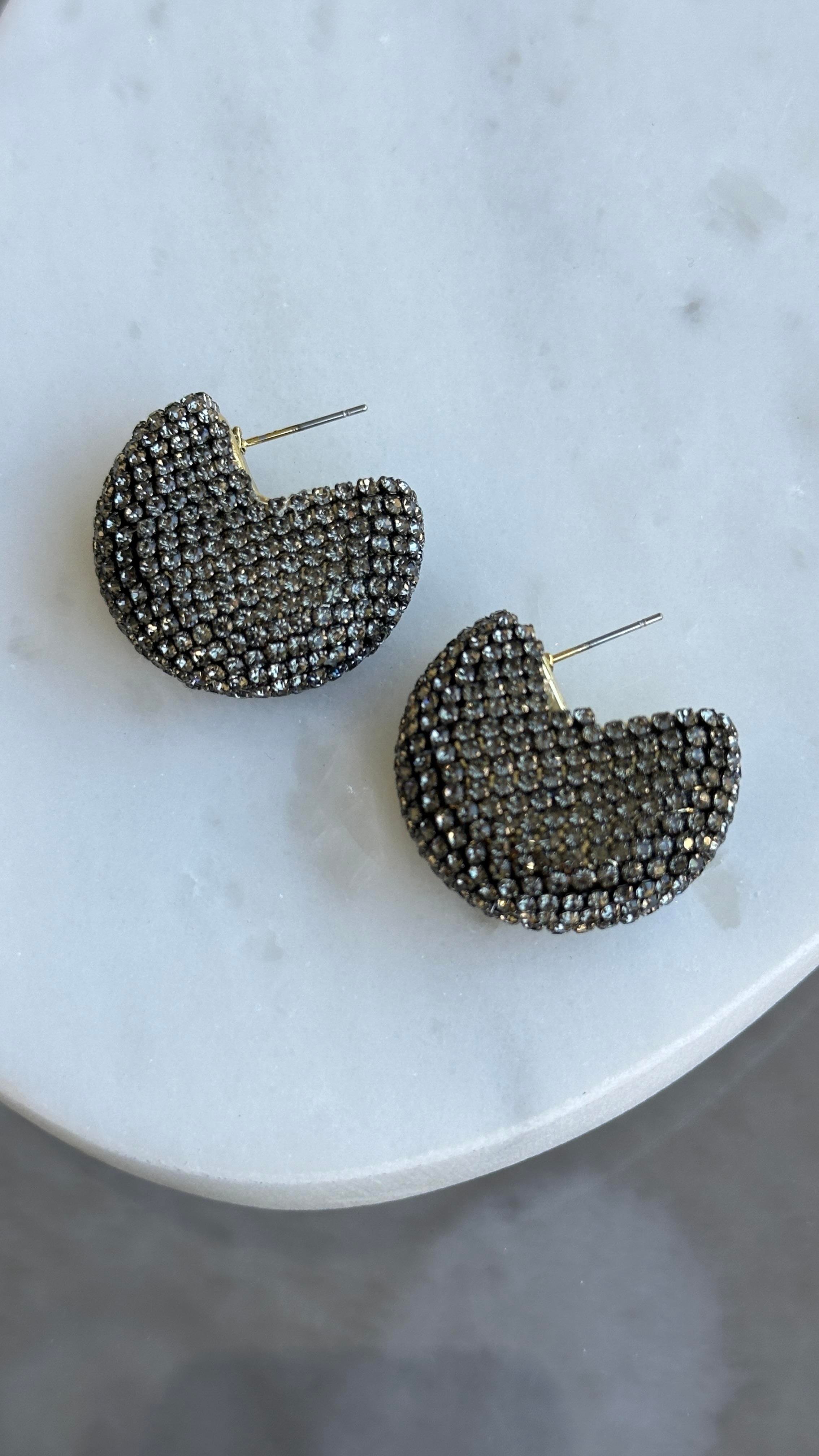 Füme Taşlı Küpe 3cm