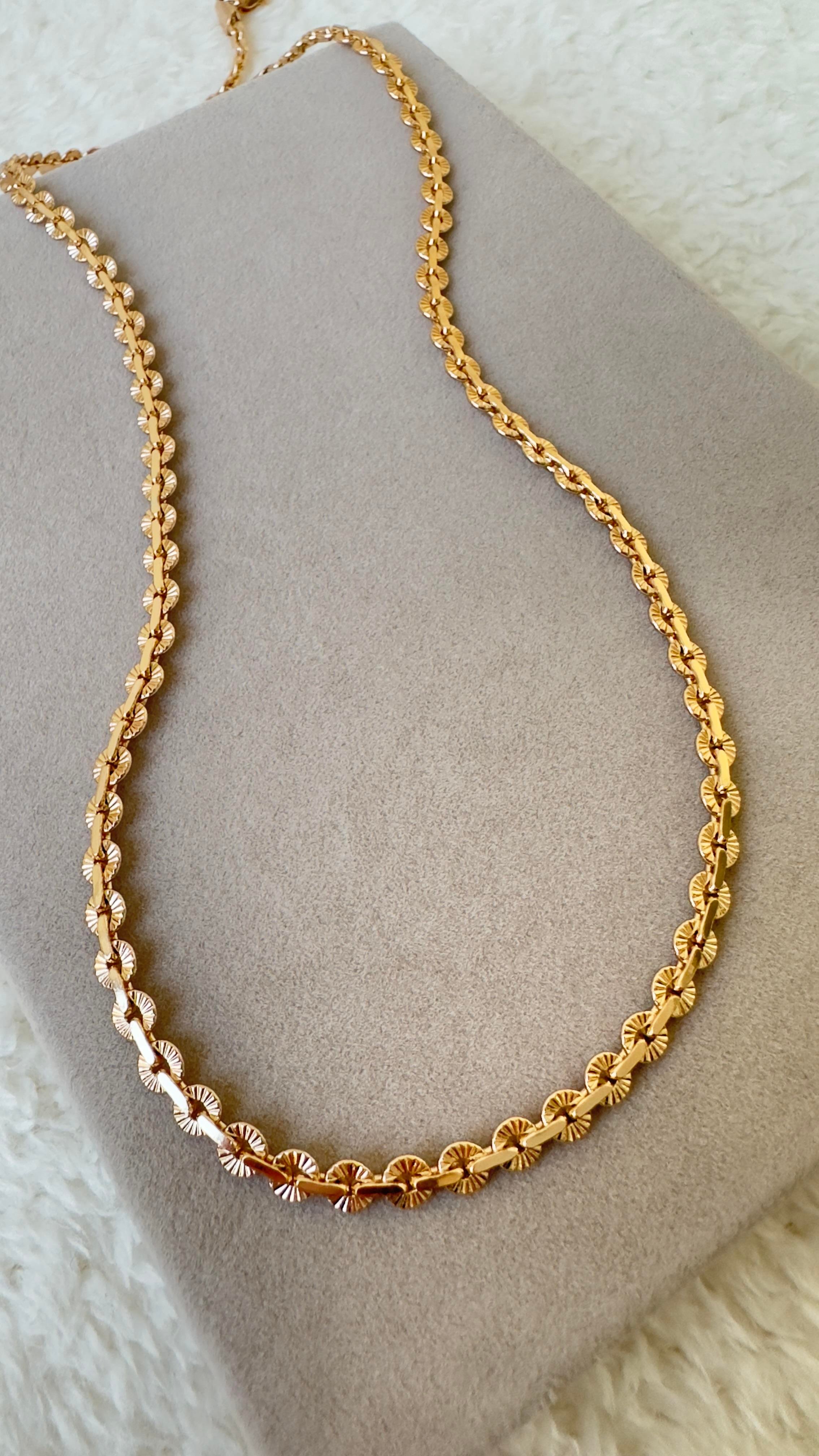 Lazer Desen Halkalı Gold Kolye