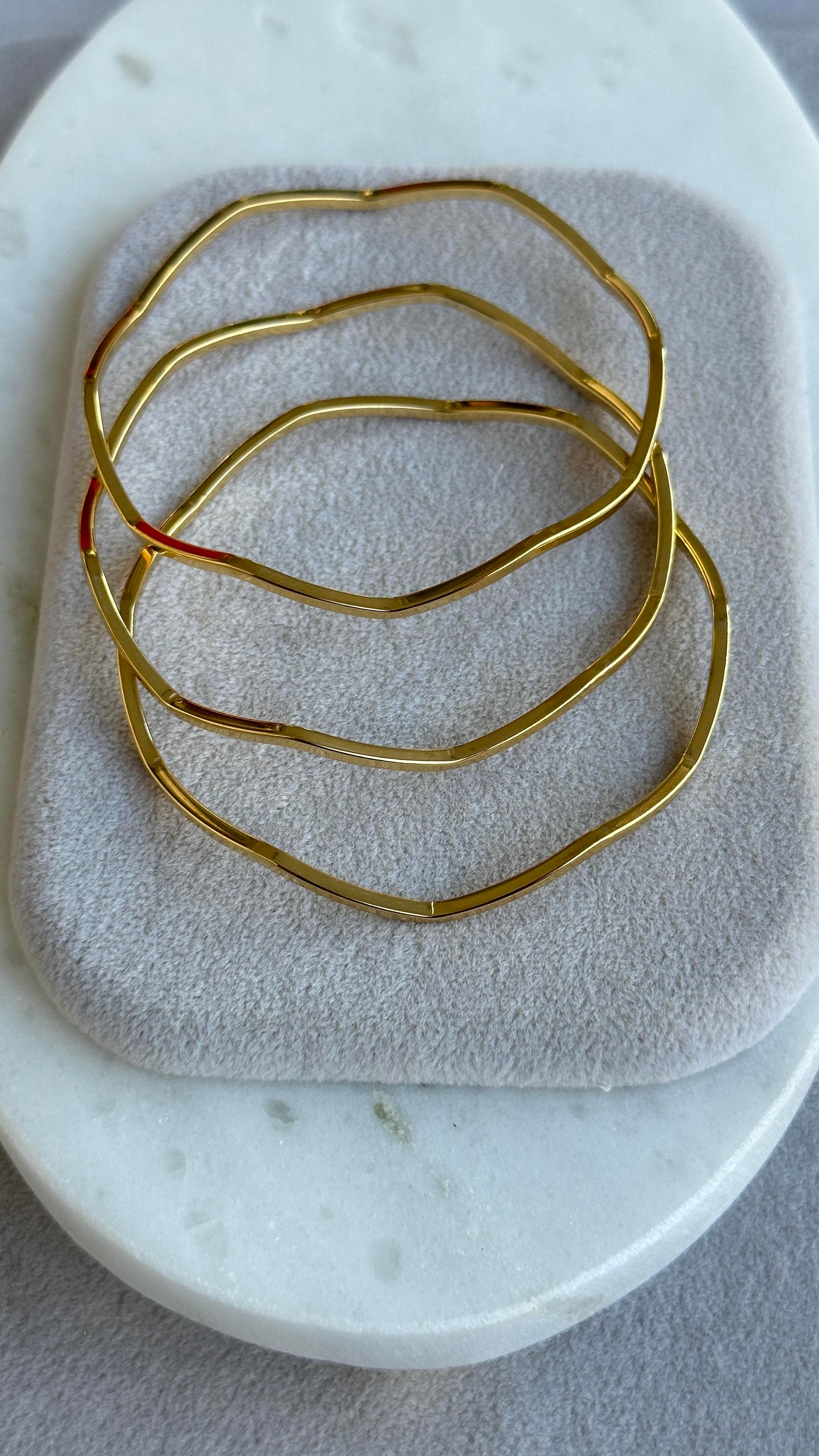 Zikzak Ajda Bilezik Gold 65mm