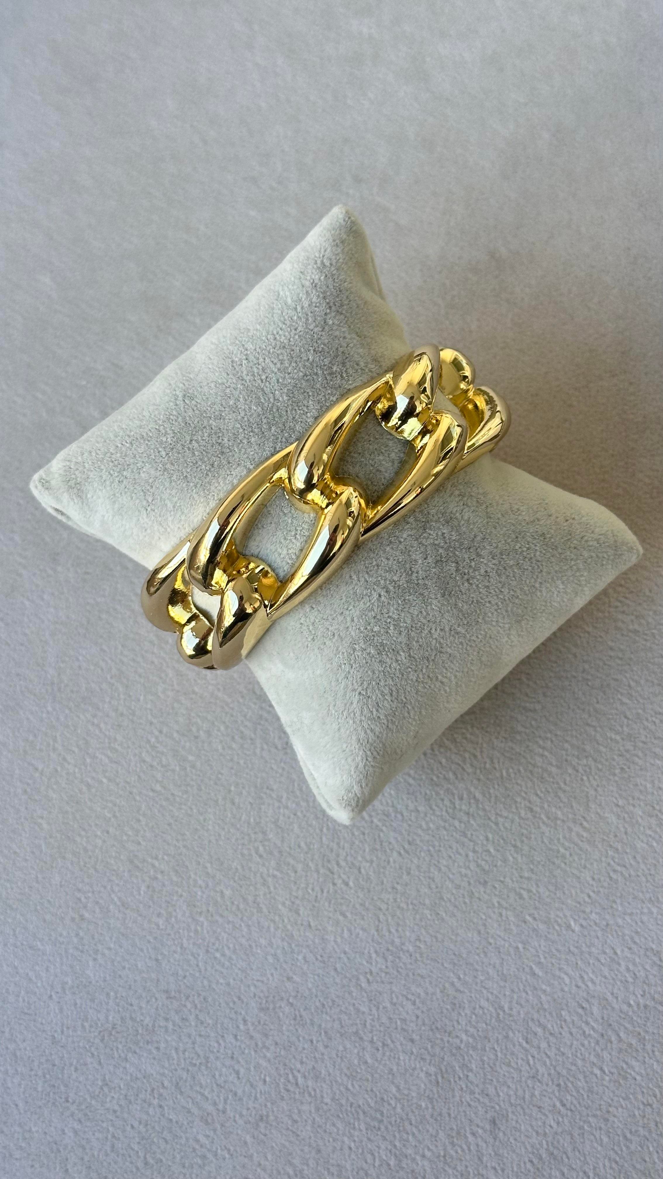 Zincir Desen Kalın Gold Yaylı Kelepçe