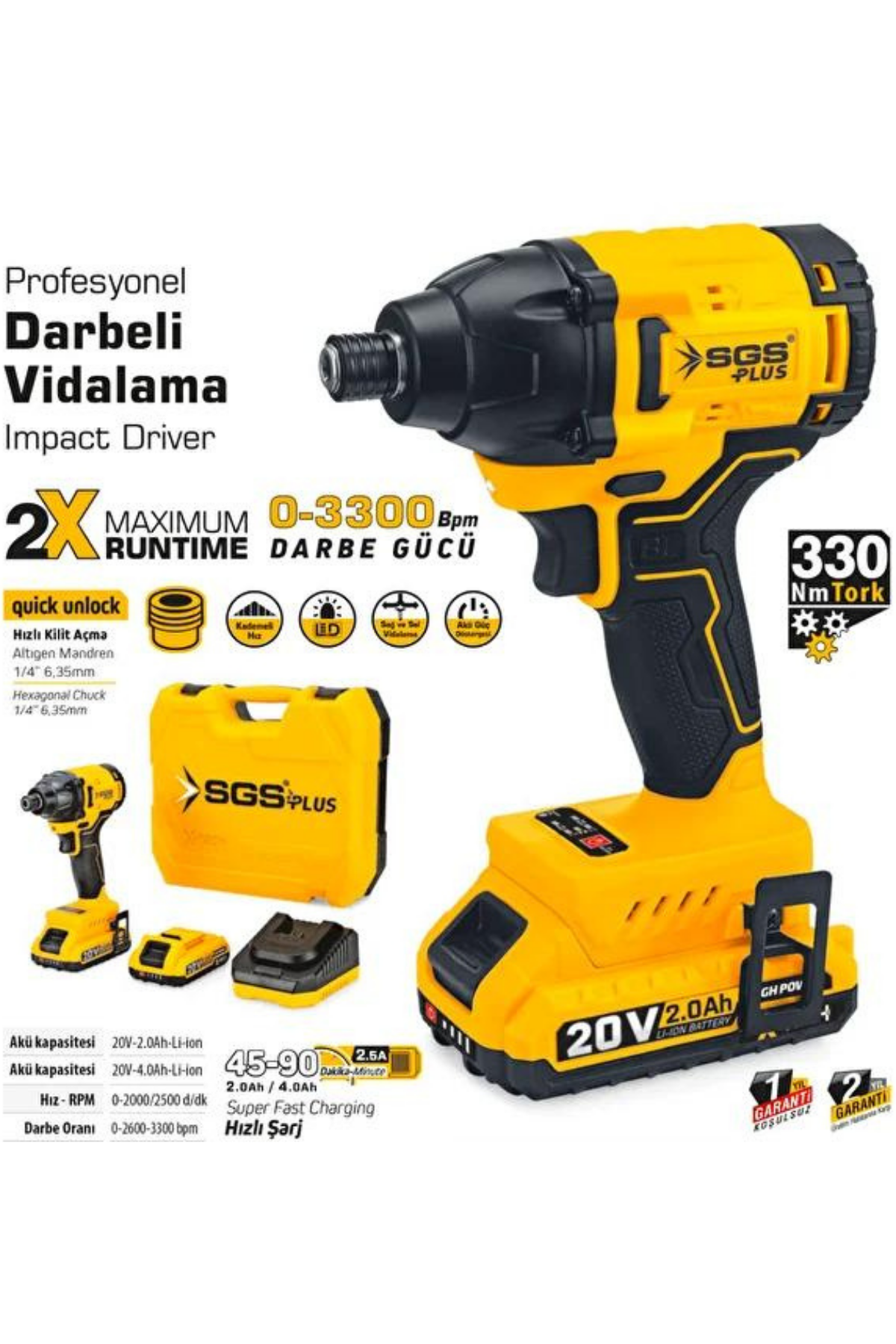 DARBELİ VİDALAMA SETİ 20 VOLT(2.0Ah)