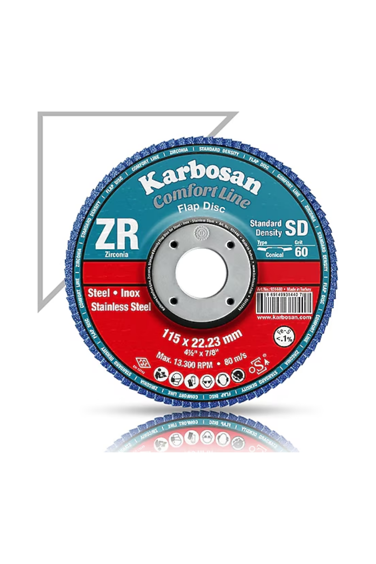 KARBOSAN (115X22.23 MM) İNOX COMFORTLİNE  FLAP DİSK 80 KUM