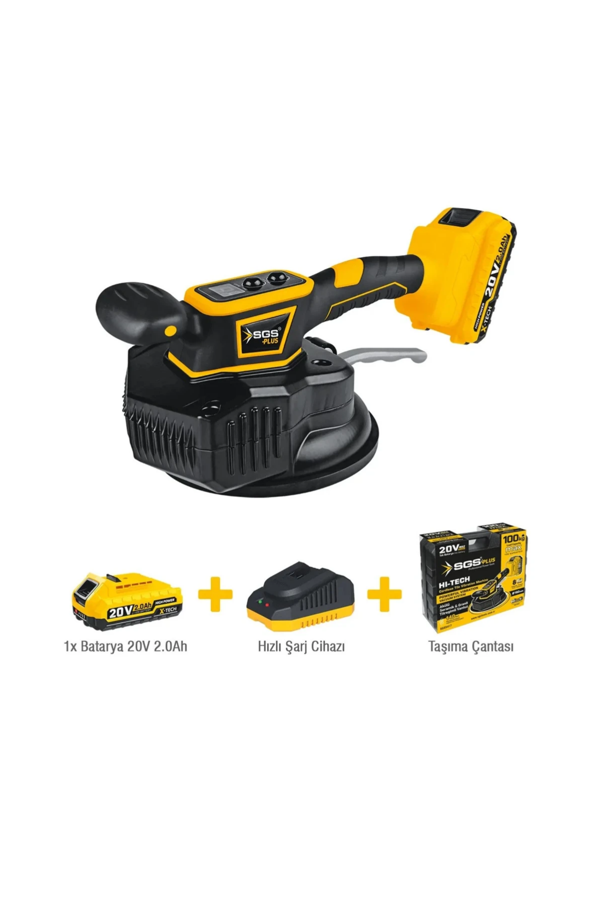 SGS AKÜLÜ SERAMİK-GRANİT TİTREŞİMLİ VANTUZ 160 mm 100 KG 20V