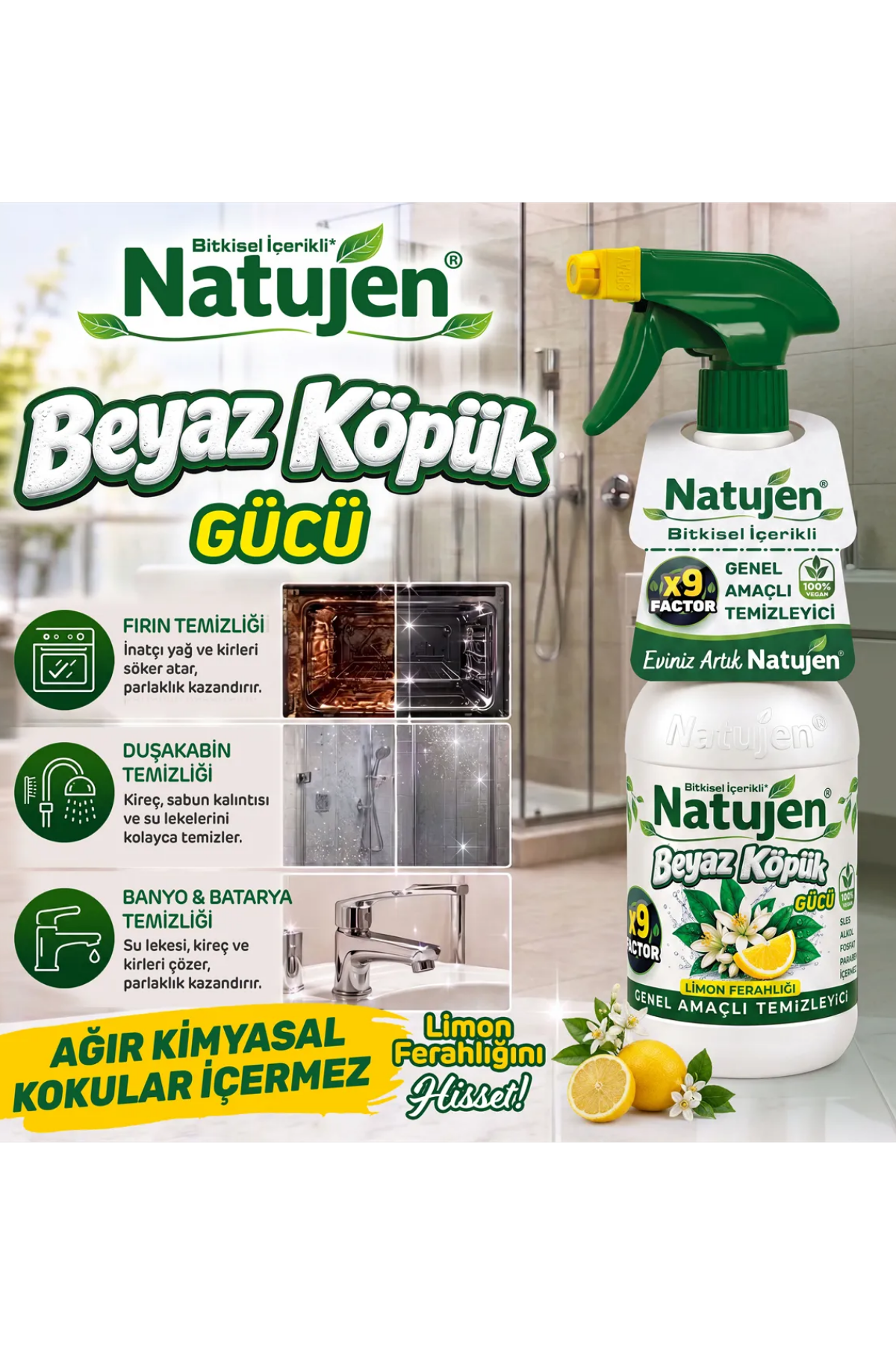 SGSNATUJEN GENEL AMAÇLI TEMİZLEYİCİ (BEYAZ KÖPÜK GÜCÜ) 1000 ML