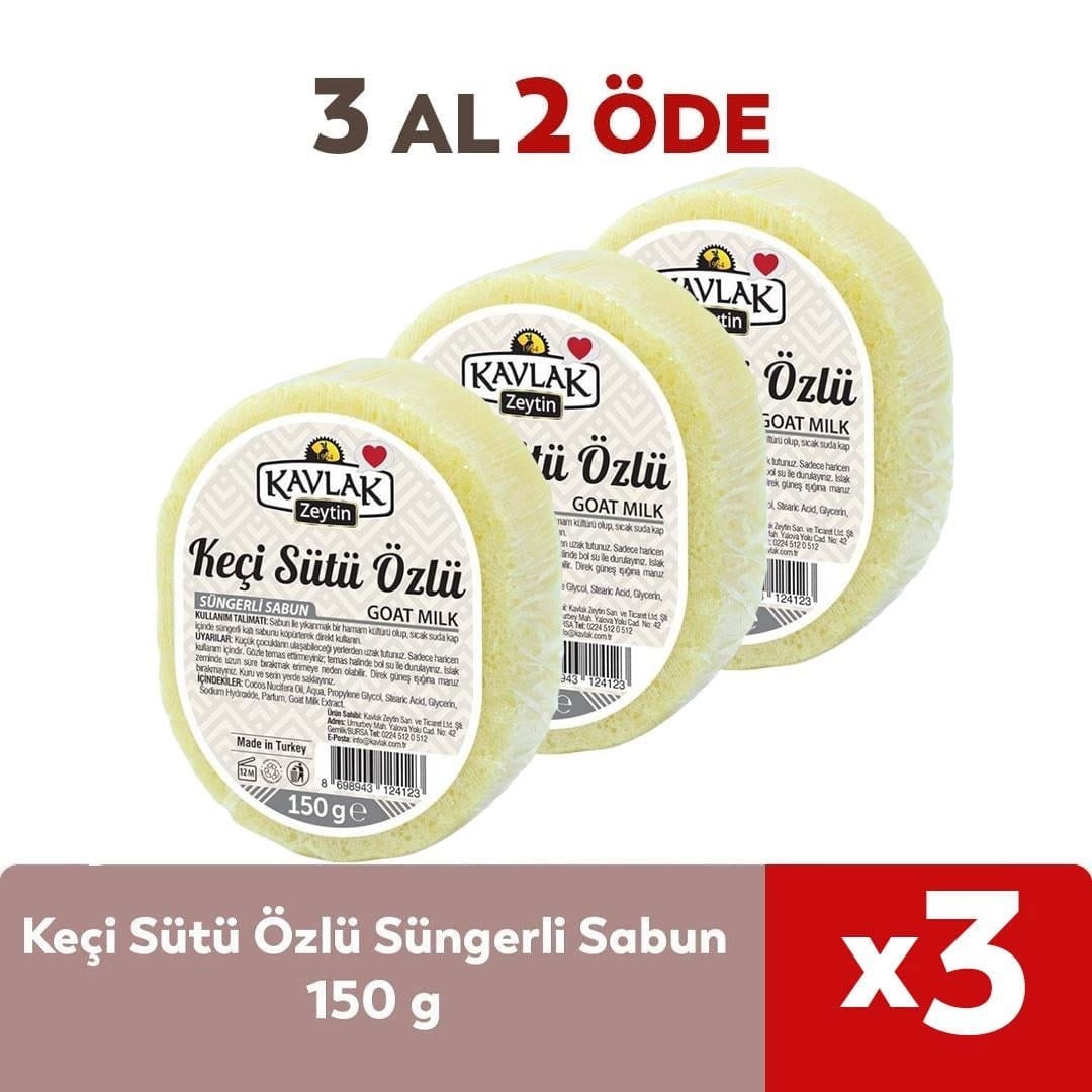  Keçi Sütlü Süngerli Sabun 3 Al 2 Öde
