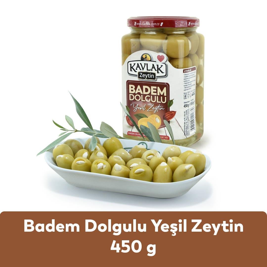 Badem Dolgulu Yeşil Zeytin 450 Gr Cam Kavanoz