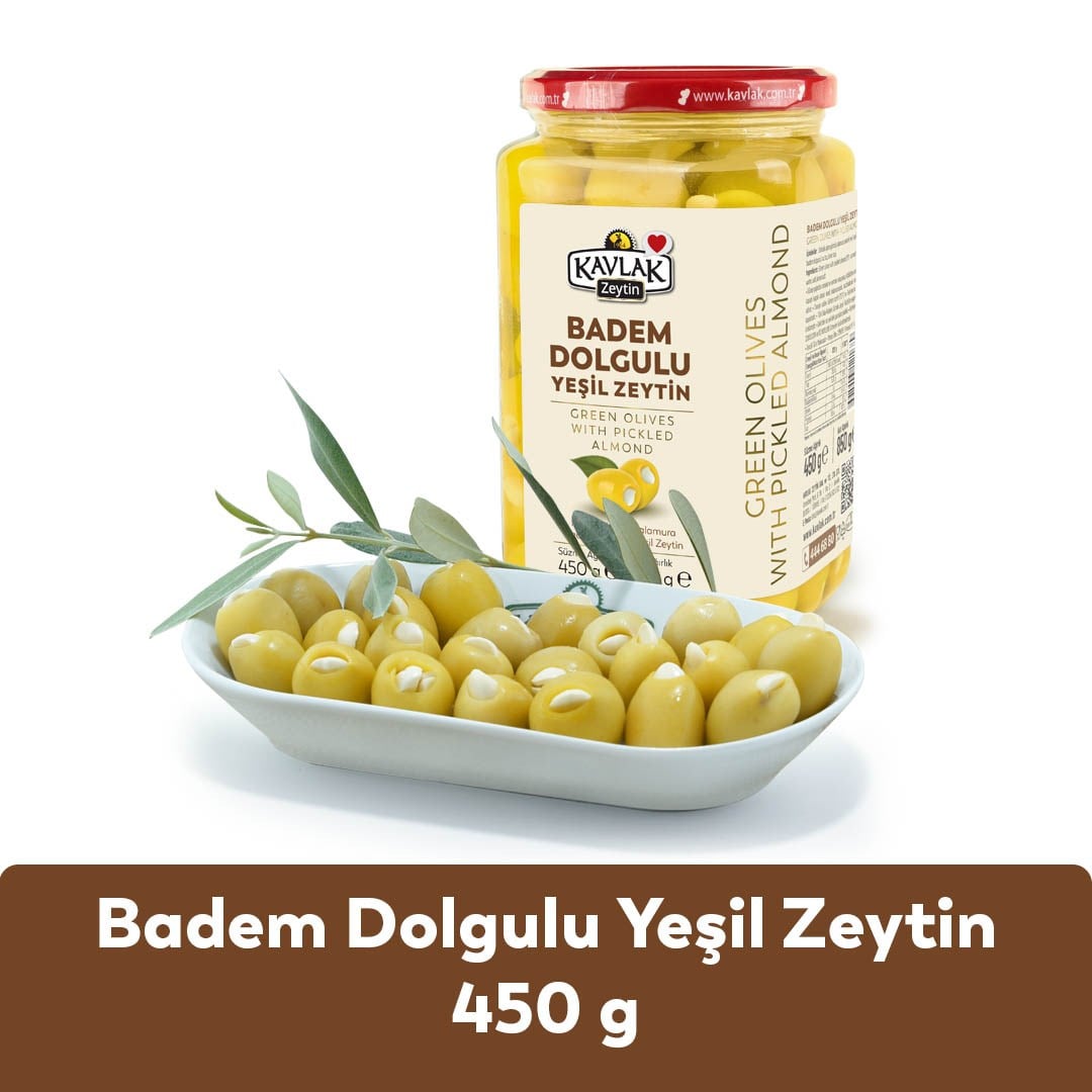 Badem Dolgulu Yeşil Zeytin 450 Gr Cam Kavanoz 3 Al 2 Öde