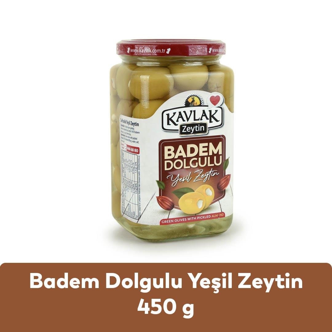 Badem Dolgulu Yeşil Zeytin 450 Gr Cam Kavanoz
