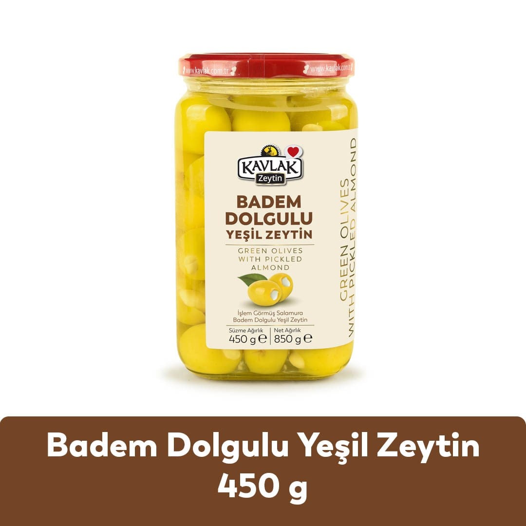 Badem Dolgulu Yeşil Zeytin 450 Gr Cam Kavanoz