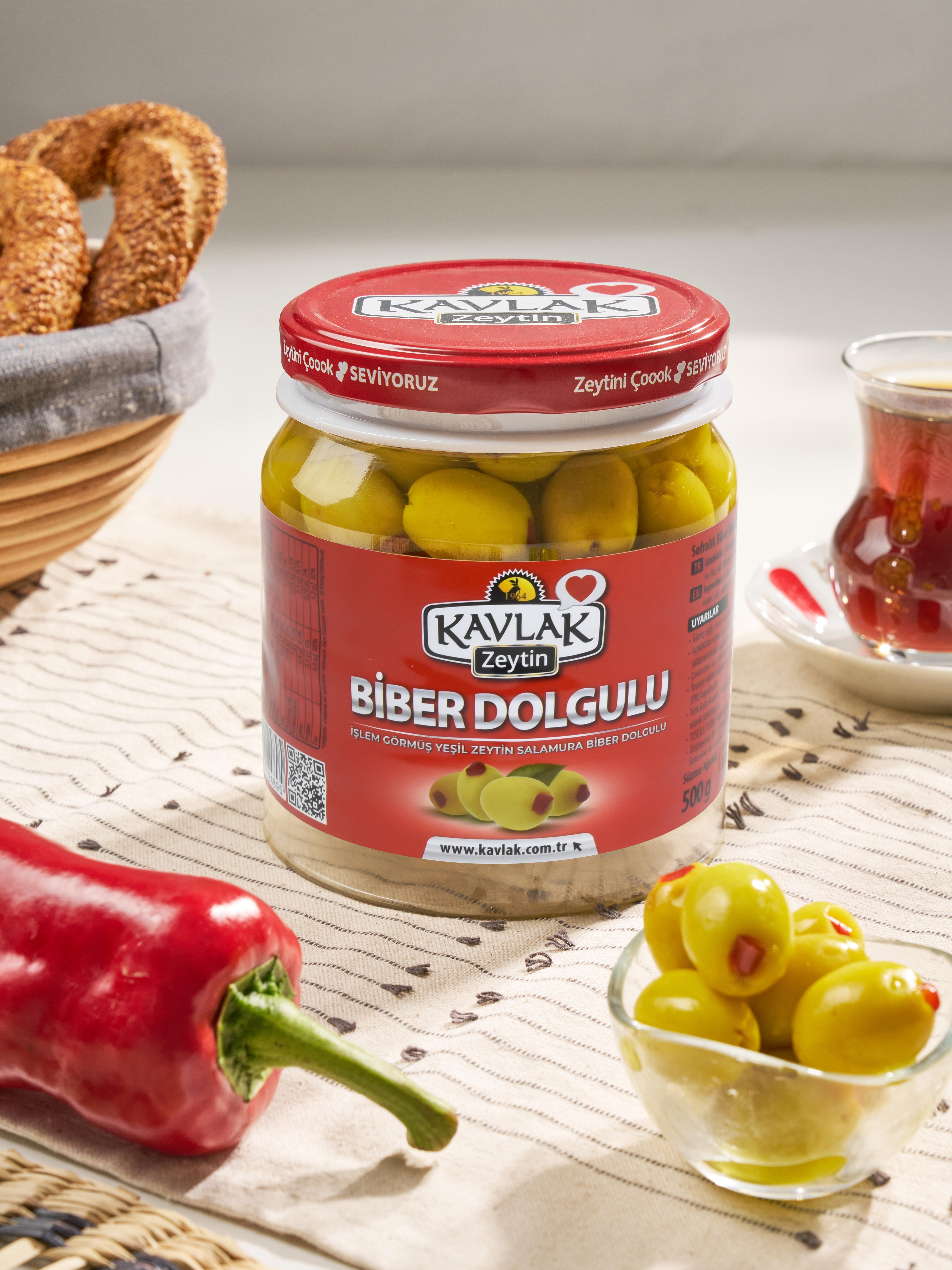 Biber Dolgulu Yeşil Zeytin 500 Gr