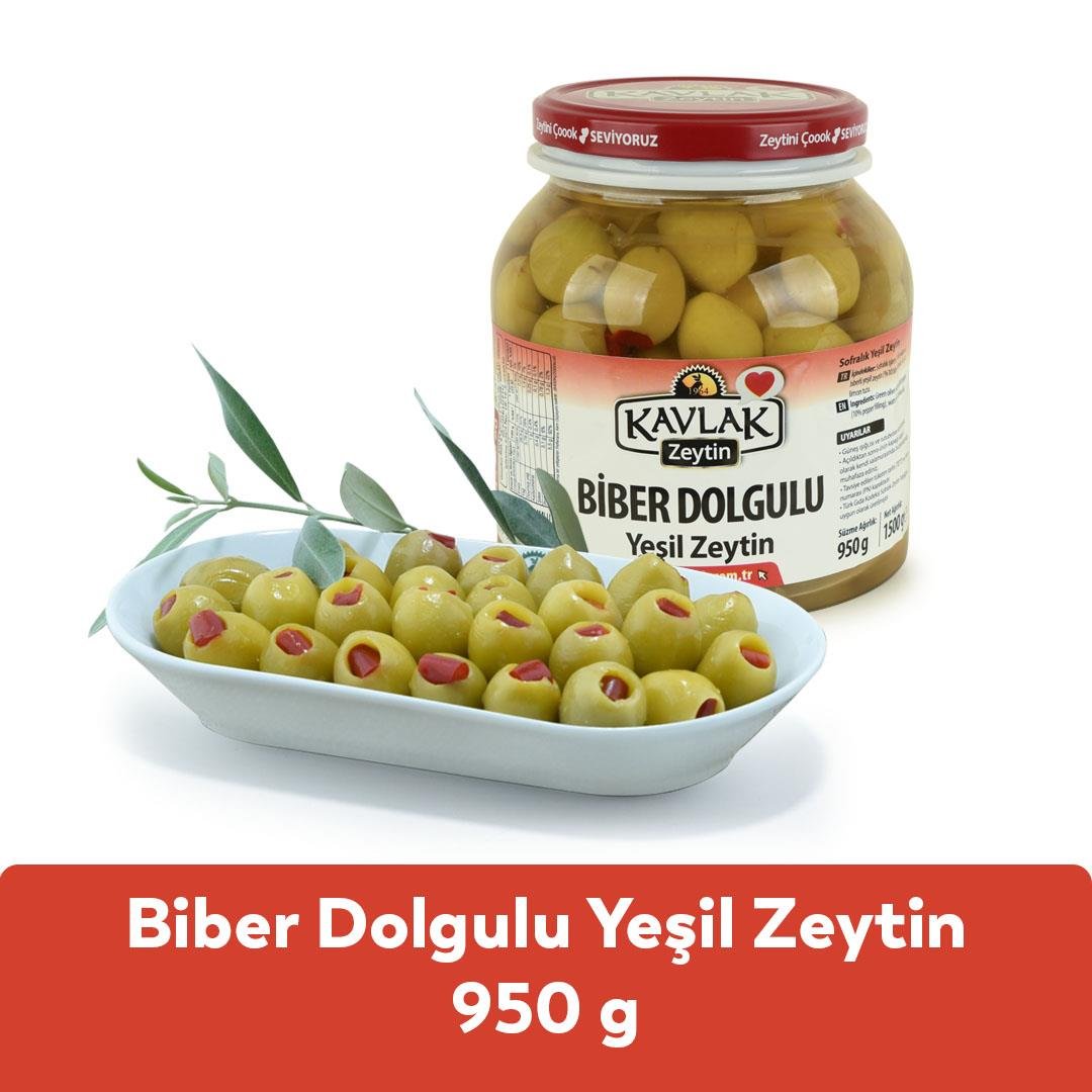 Biber Dolgulu Yeşil Zeytin 950 Gr