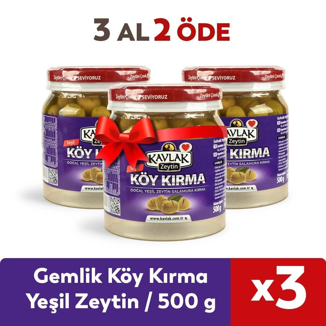 Gemlik Taze Köy Kırma Yeşil Zeytin 500 Gr 3 Al 2 Öde