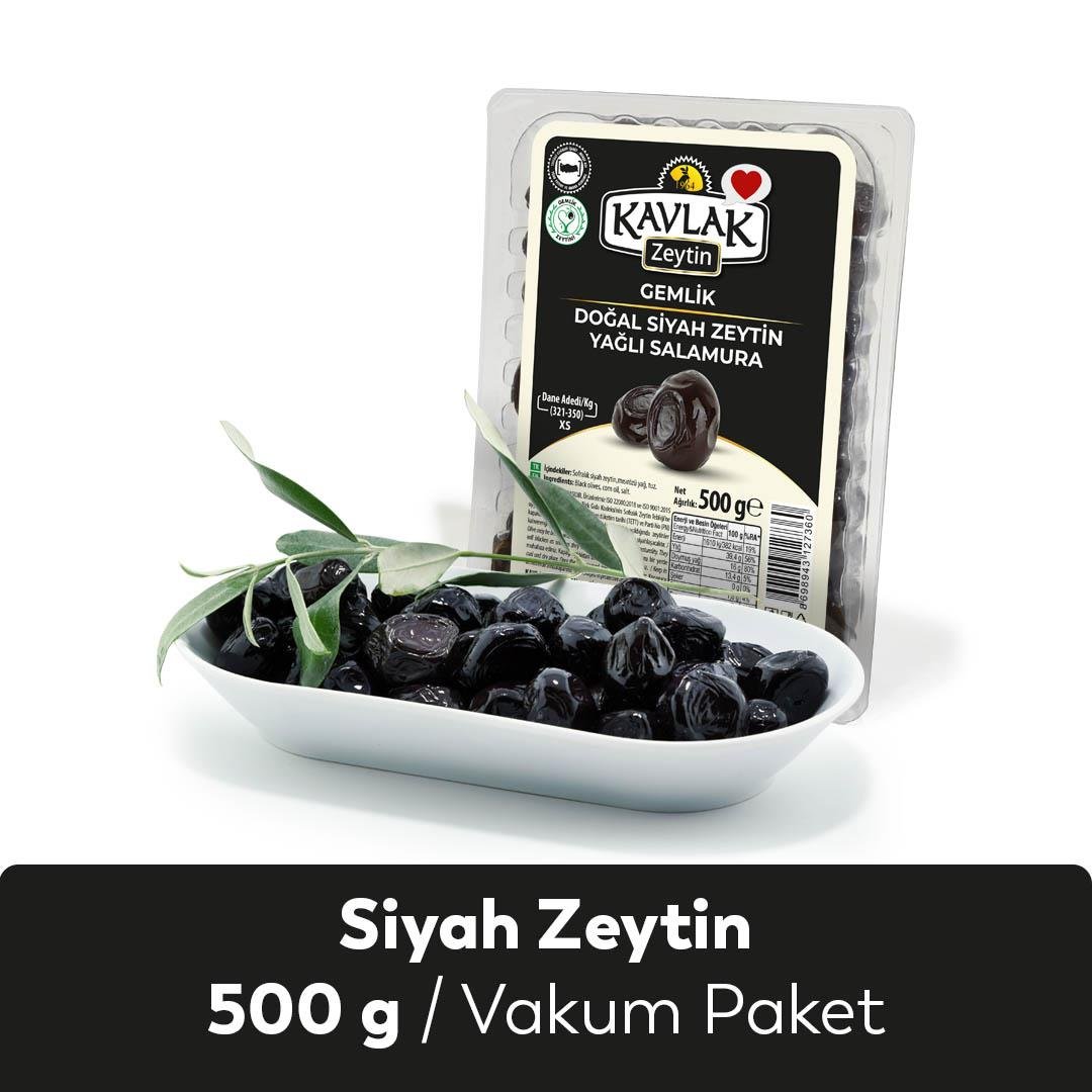 Gemlik Yağlı Salamura Siyah Zeytin Vakum Paket 500 Gr
