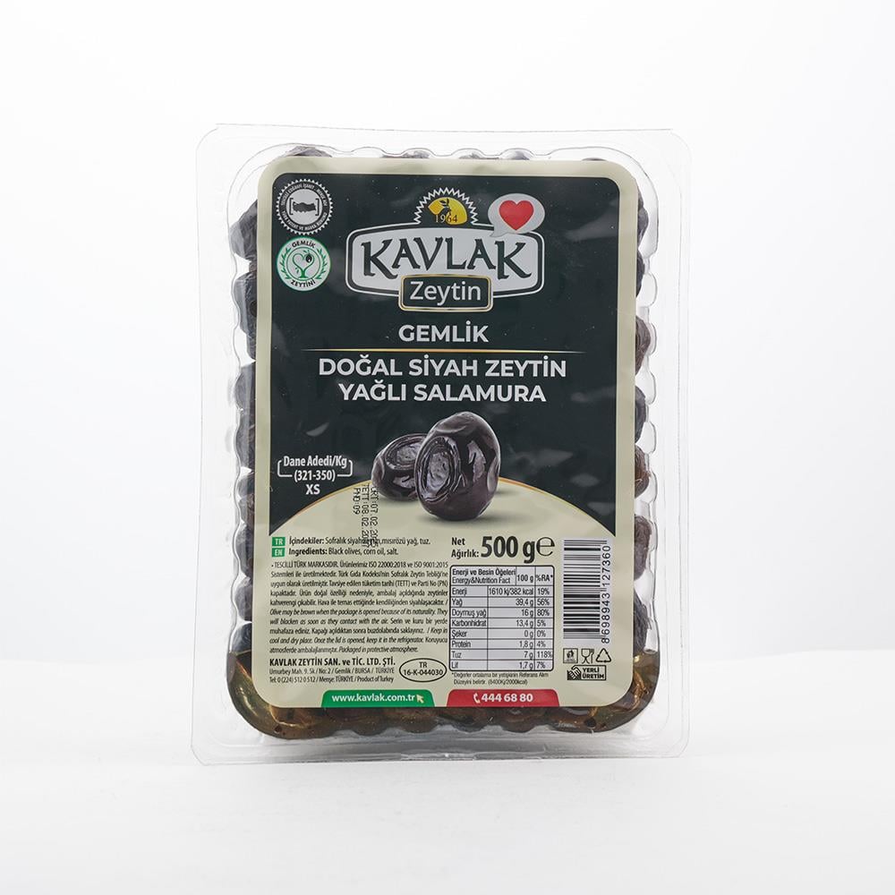 Gemlik Yağlı Salamura Siyah Zeytin Vakum Paket 500 Gr