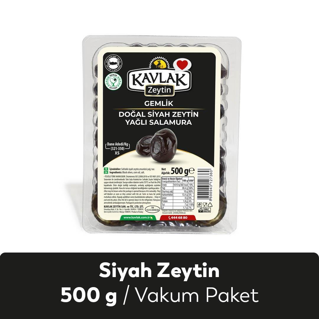 Gemlik Yağlı Salamura Siyah Zeytin Vakum Paket 500 Gr