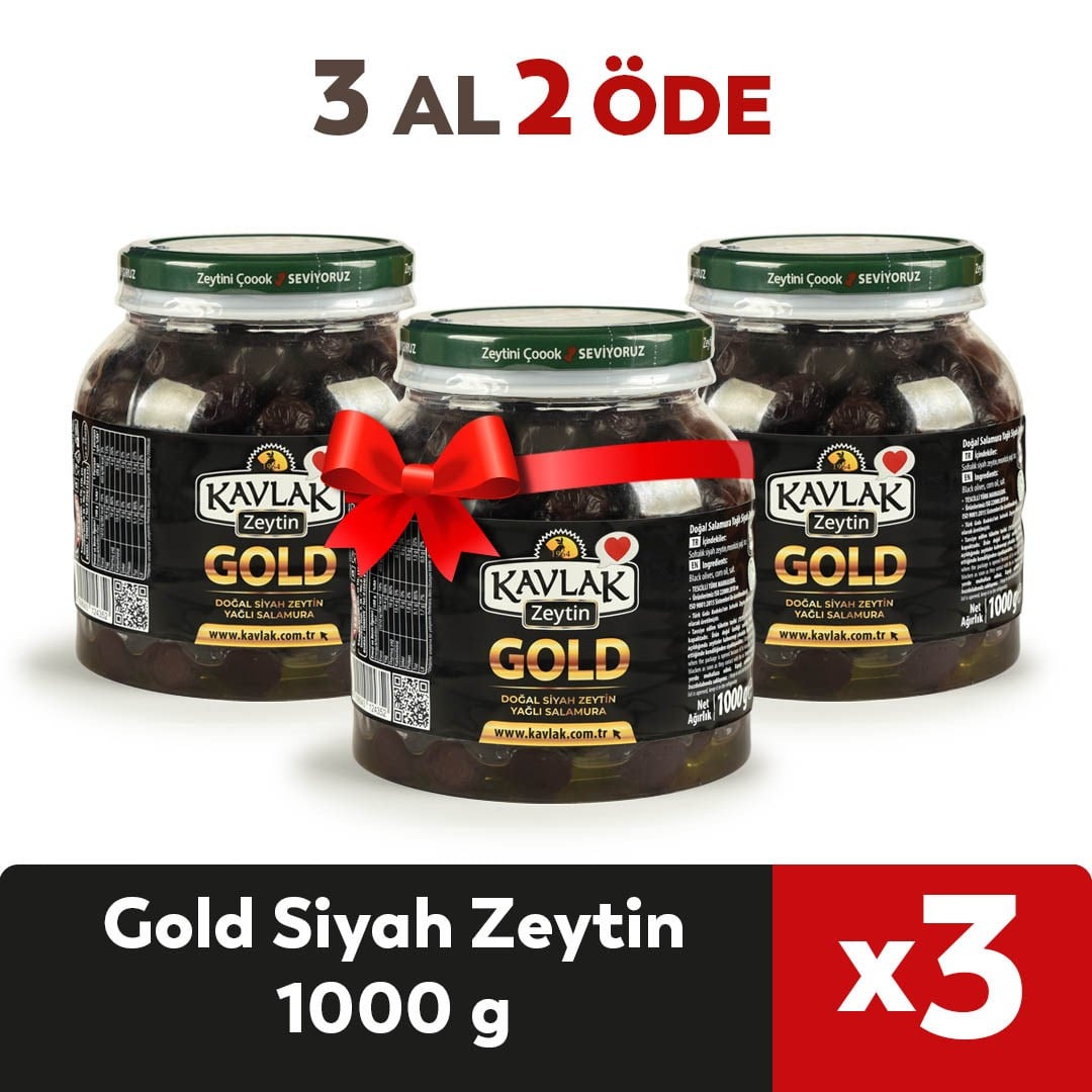Gold Gemlik Siyah Zeytin 1 Kg Pet 3 AL 2 ÖDE