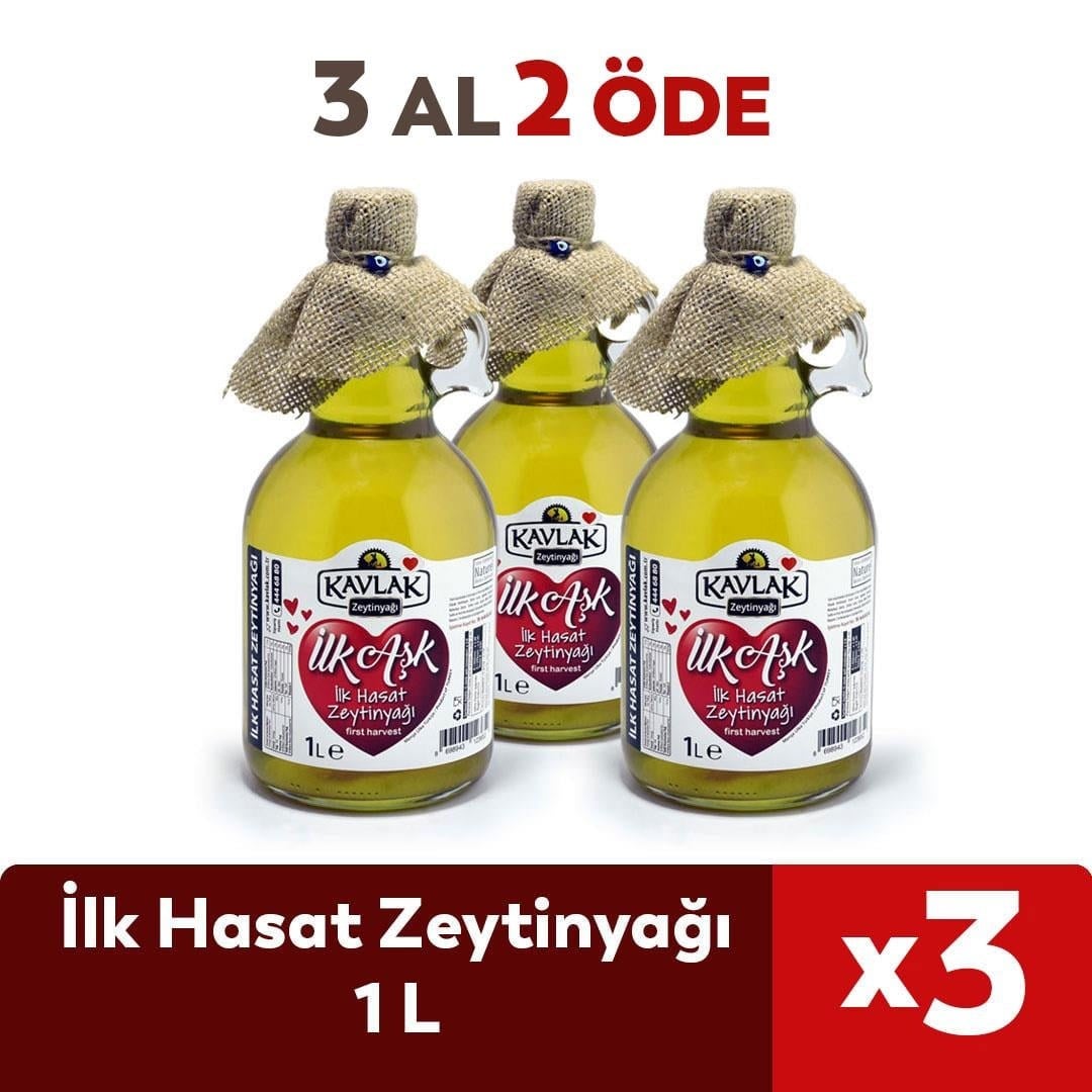 İlk Hasat Soğuk Sıkım Zeytinyağı 1 lt Gallone Cam Şişe 3 Al 2 Öde