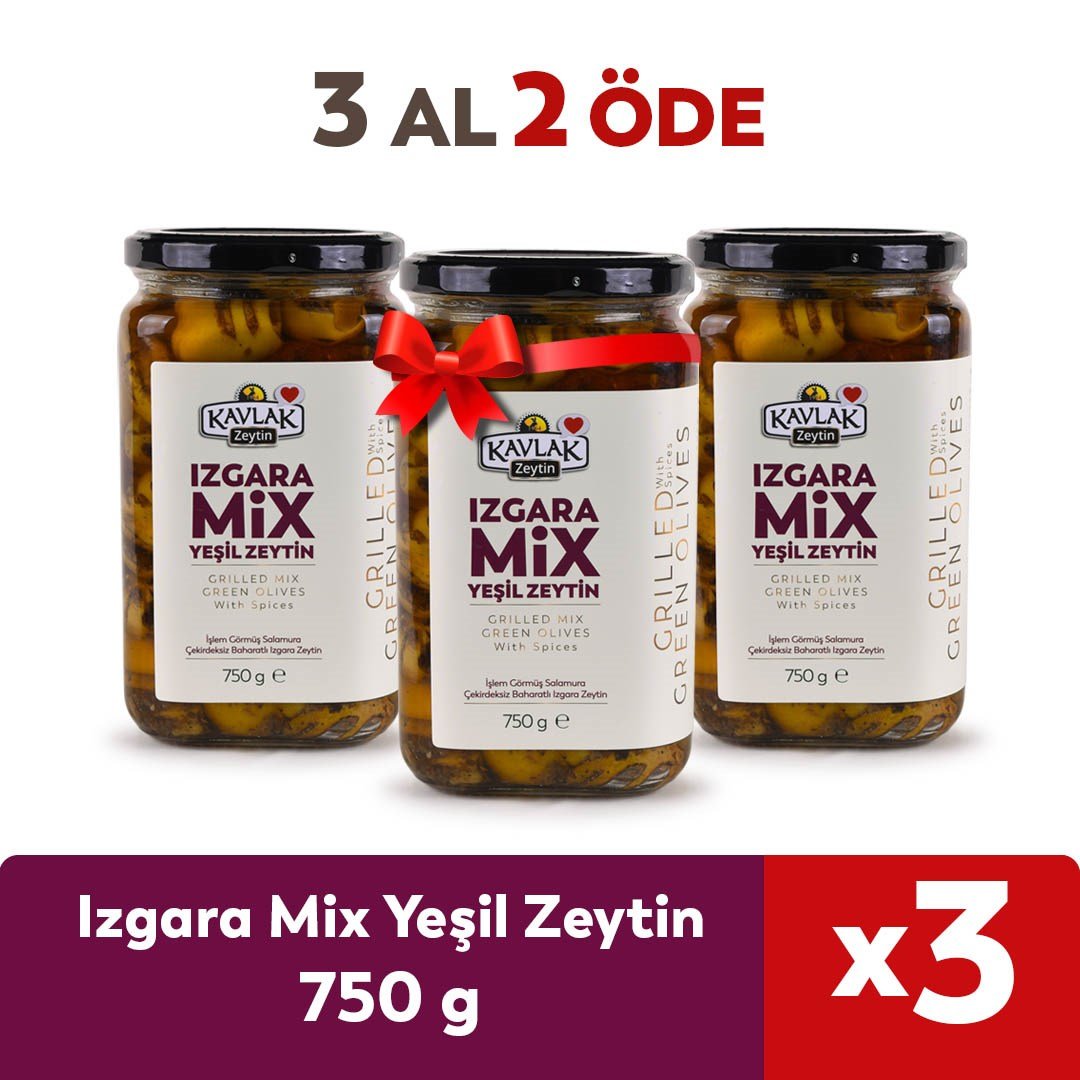 Izgara Mix Yeşil Zeytin 750 Gr 3 Al 2 Öde