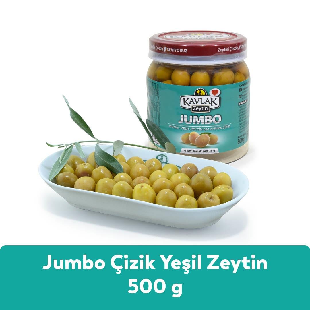 Jumbo Çizik Yeşil Zeytin 500 Gr